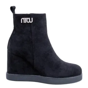 Rochelle Black wedge ankle boots