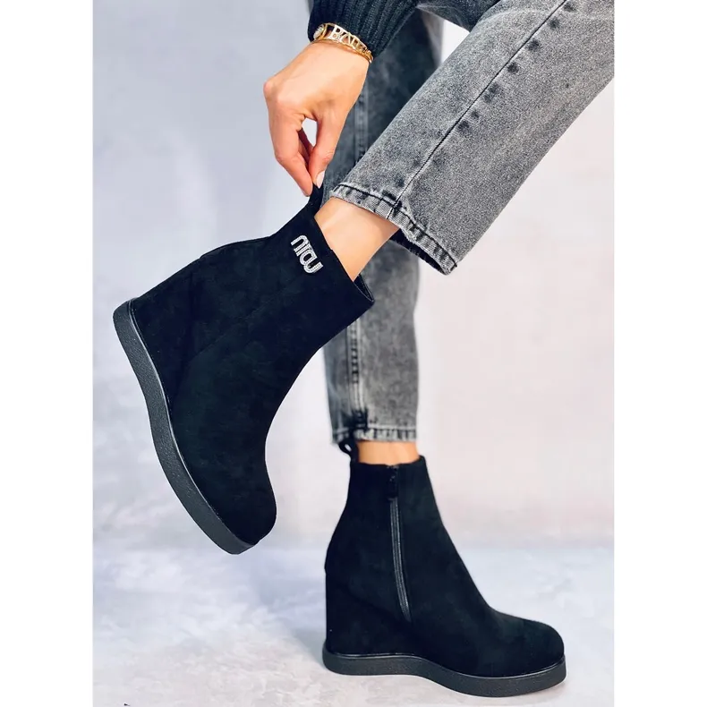 Rochelle Black wedge ankle boots