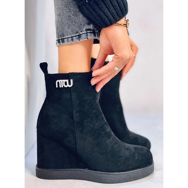 Rochelle Black wedge ankle boots