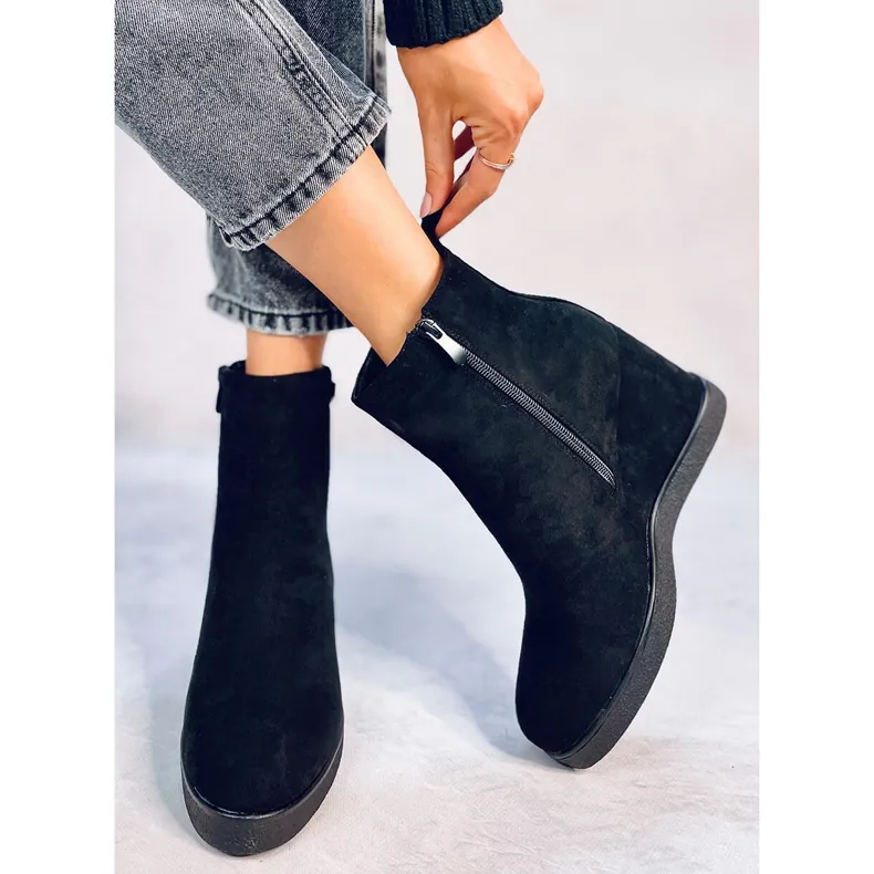 Rochelle Black wedge ankle boots