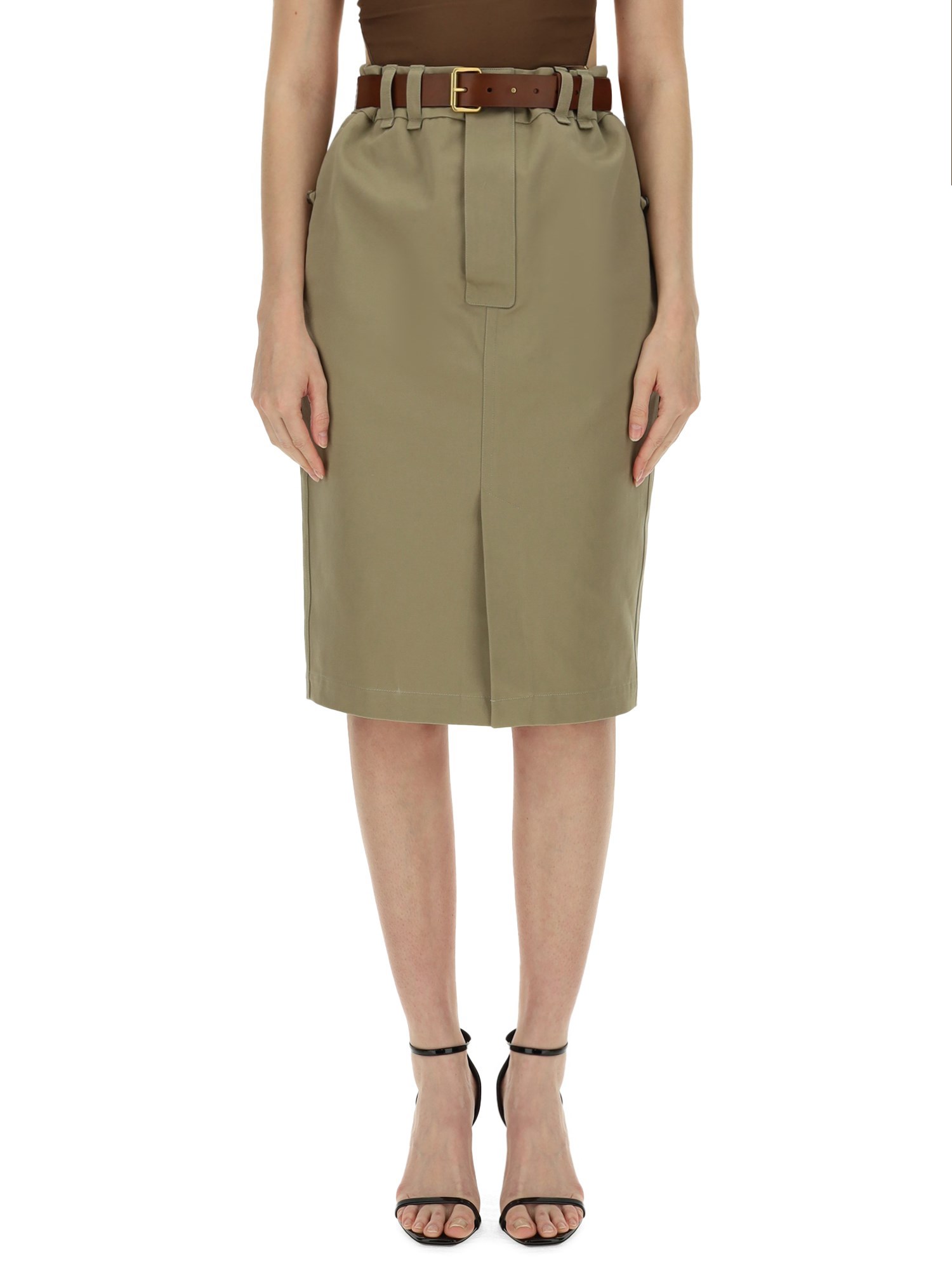 SAINT LAURENT    COTTON GABARDINE PENCIL SKIRT