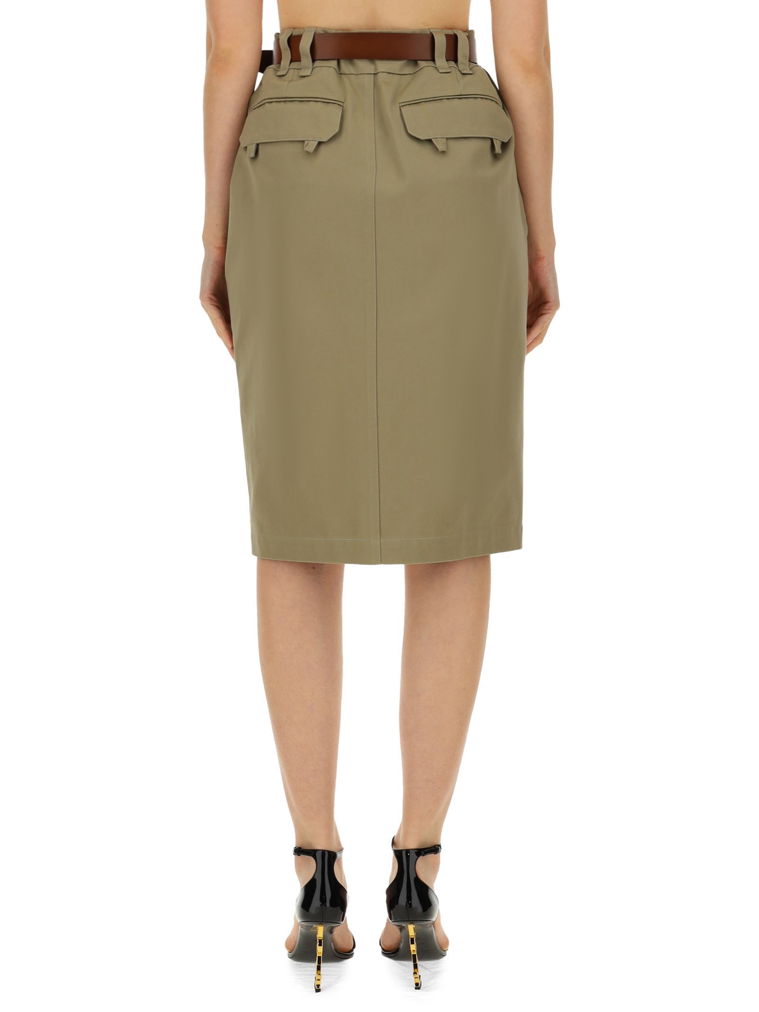 SAINT LAURENT    COTTON GABARDINE PENCIL SKIRT