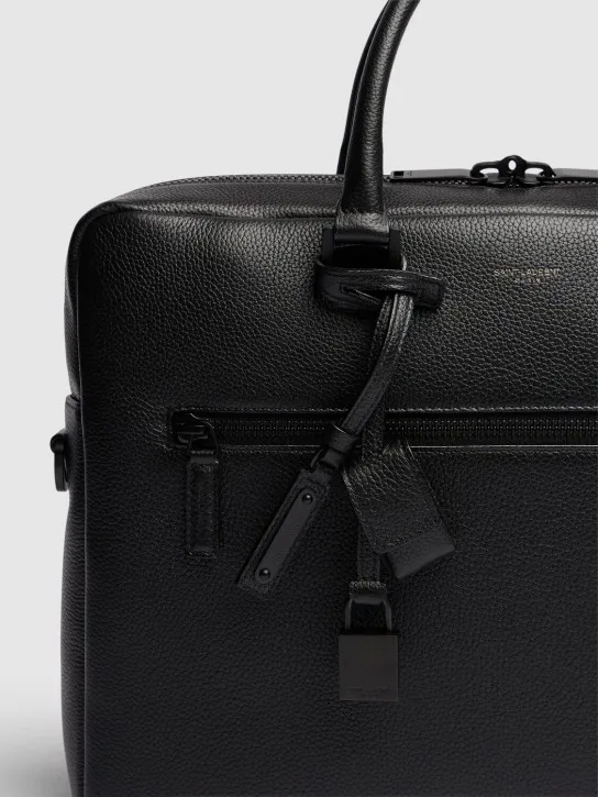 Saint Laurent   Logo detail leather briefcase 