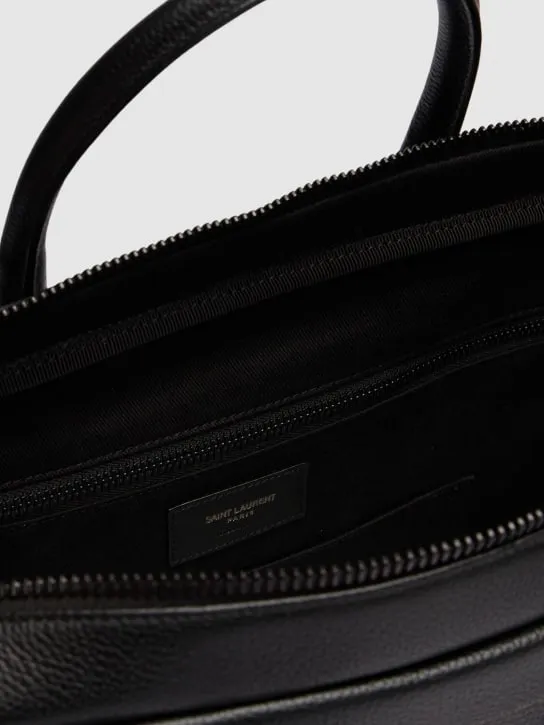 Saint Laurent   Logo detail leather briefcase 