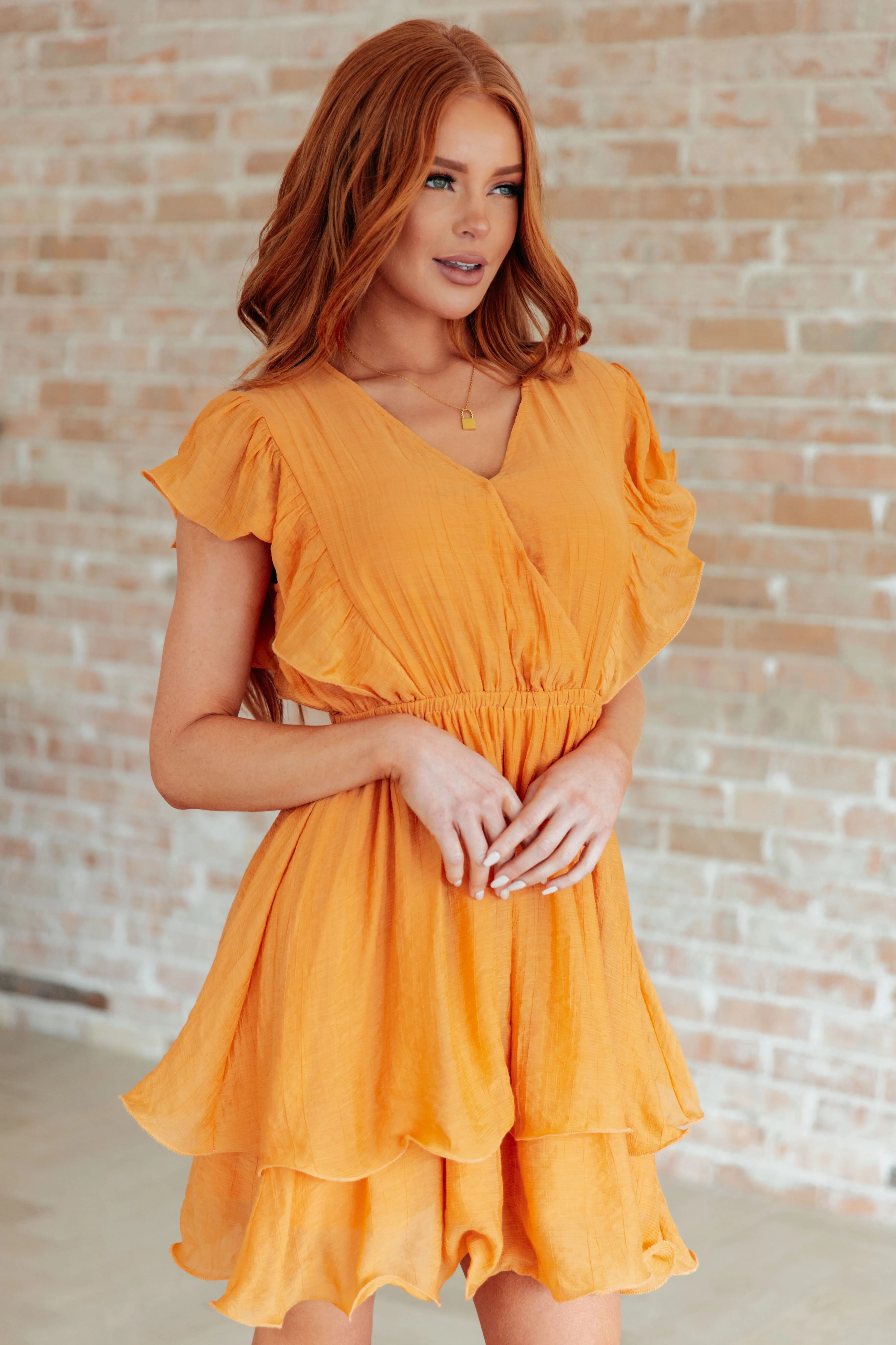 Salma Tiered Dress in Orange