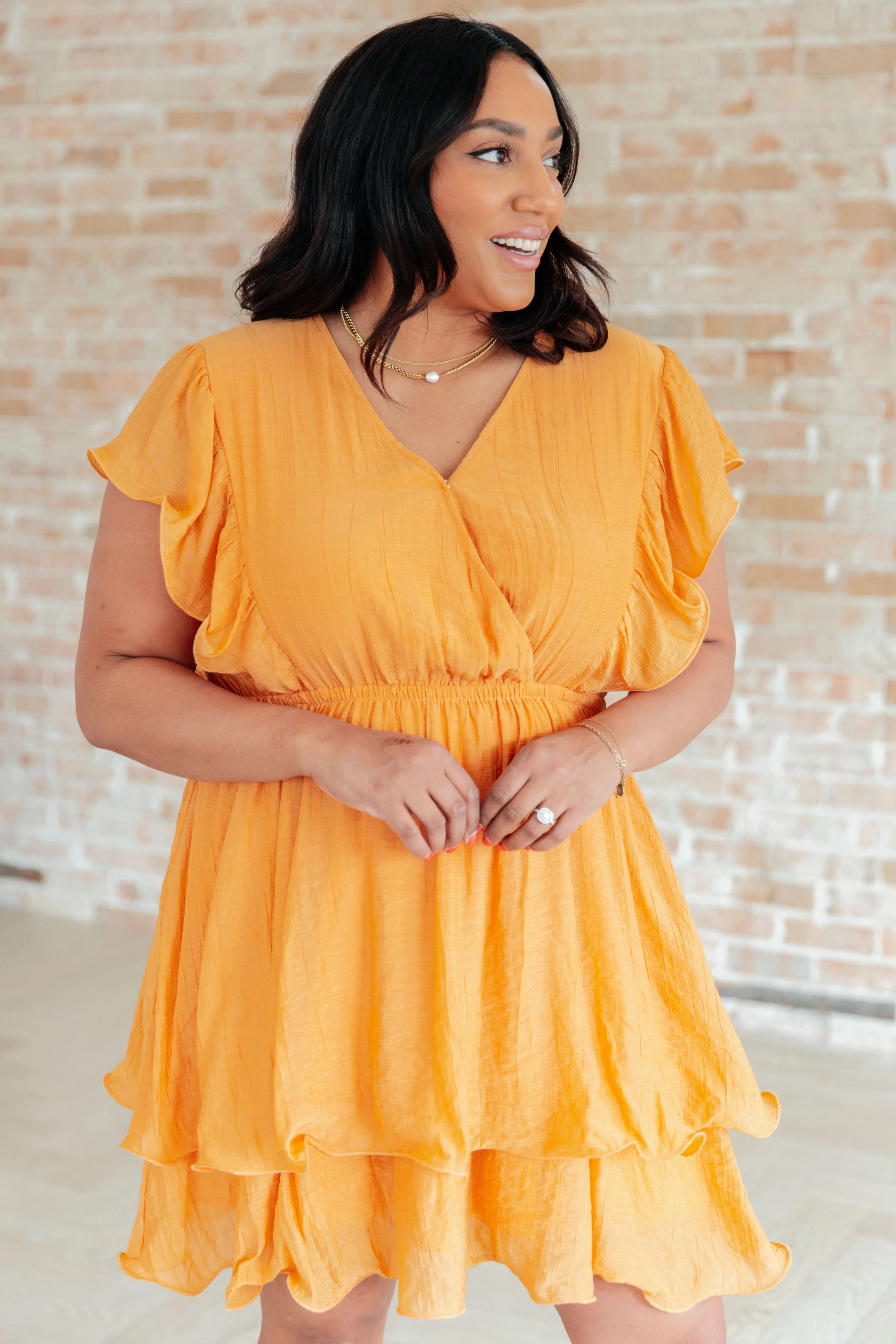 Salma Tiered Dress in Orange