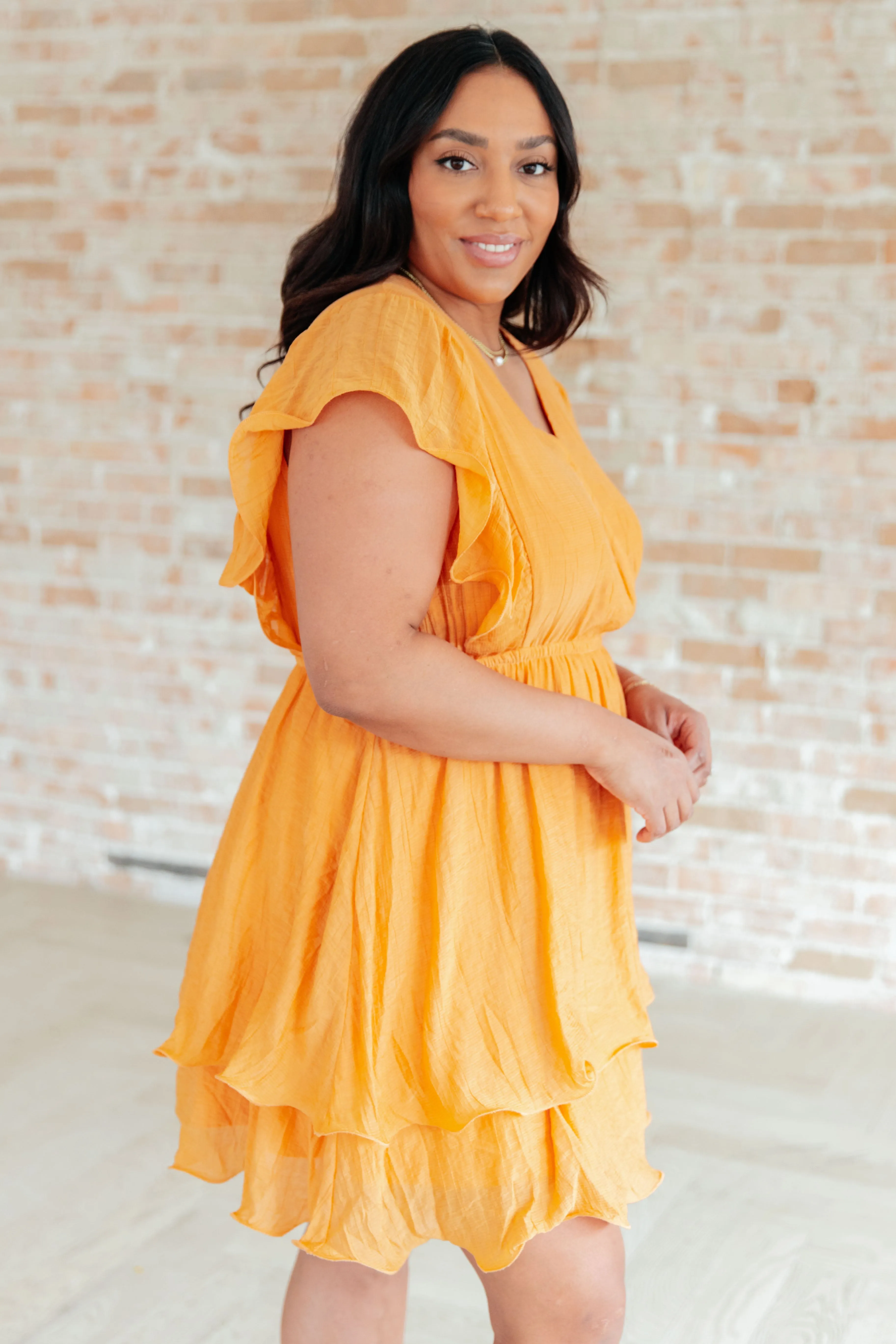 Salma Tiered Dress in Orange