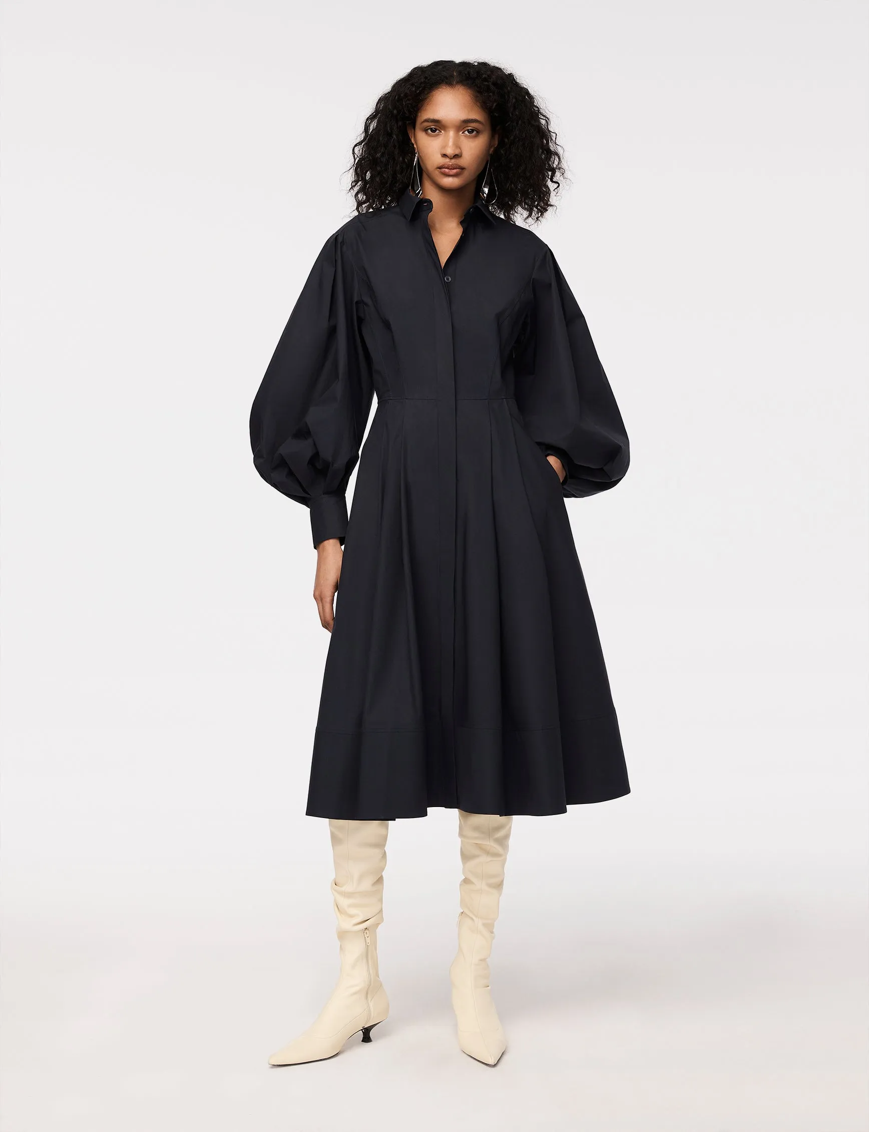 Seamed Waist Shirt Dress