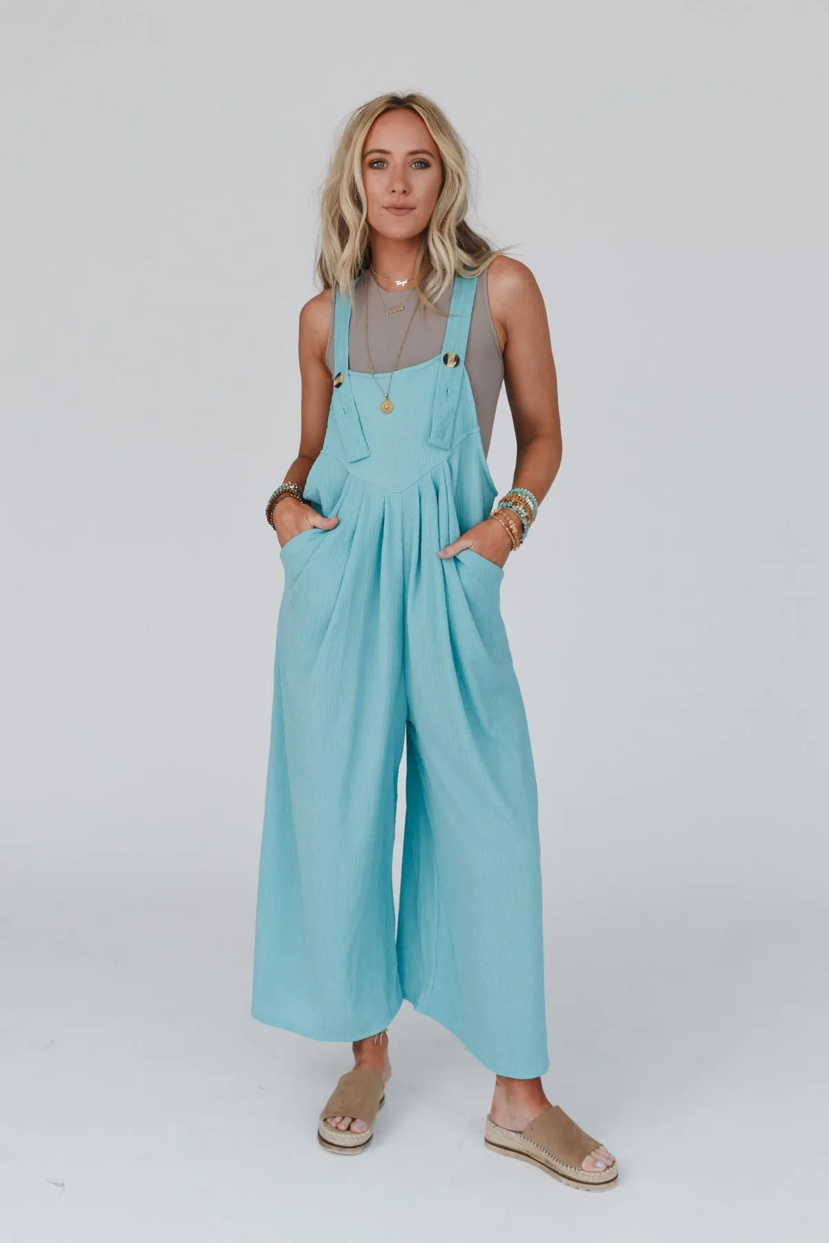 Serenity Wide Leg Jumpsuit - Aqua