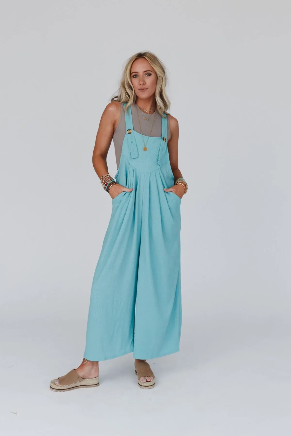 Serenity Wide Leg Jumpsuit - Aqua