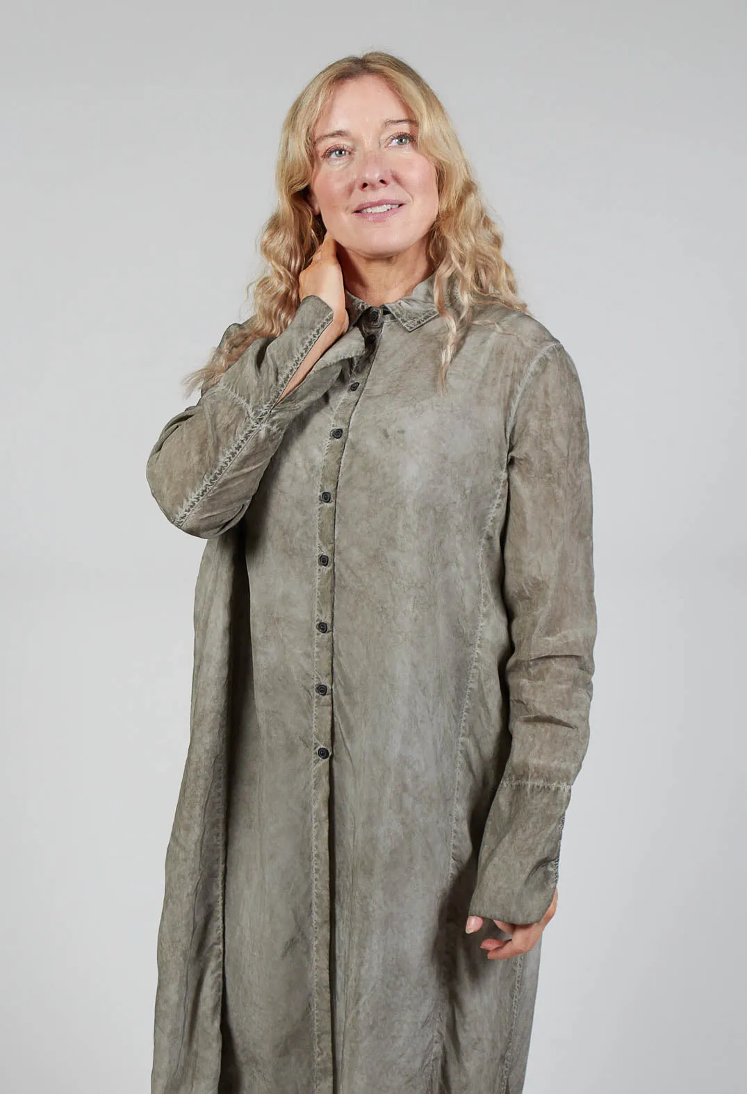 Shirt Dress in Hay Cloud