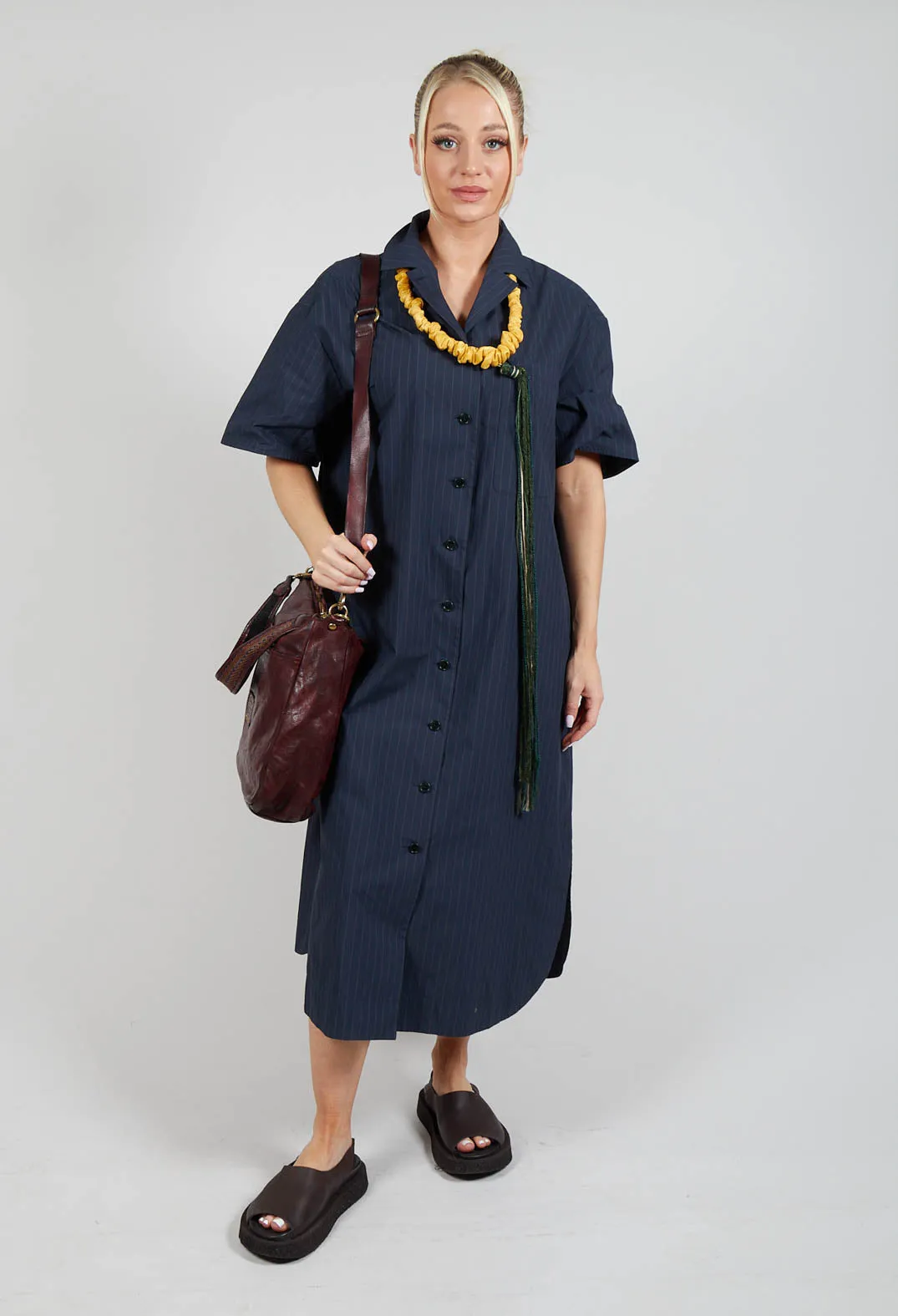 Shirt Dress in Navy Stripe