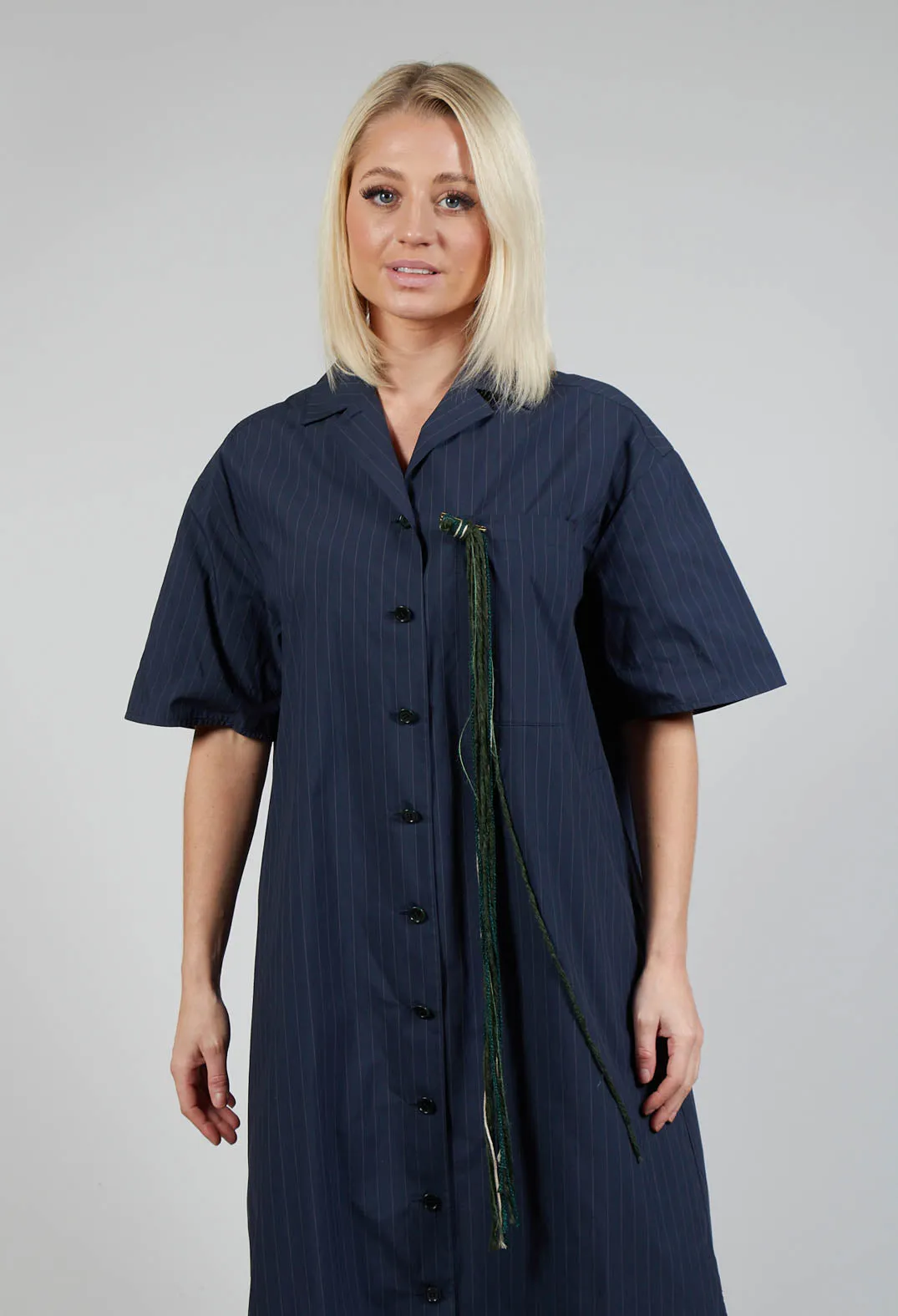 Shirt Dress in Navy Stripe