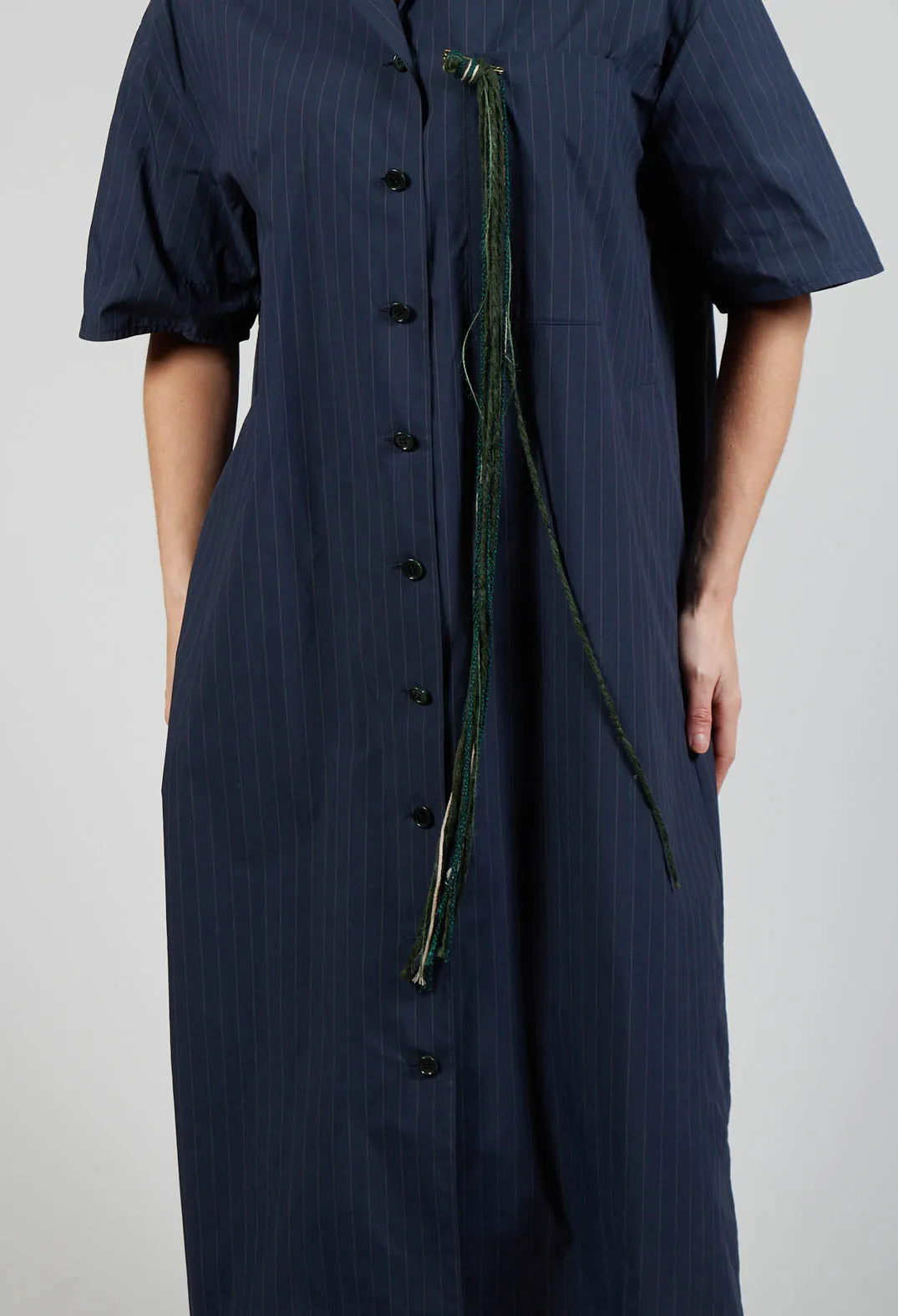 Shirt Dress in Navy Stripe