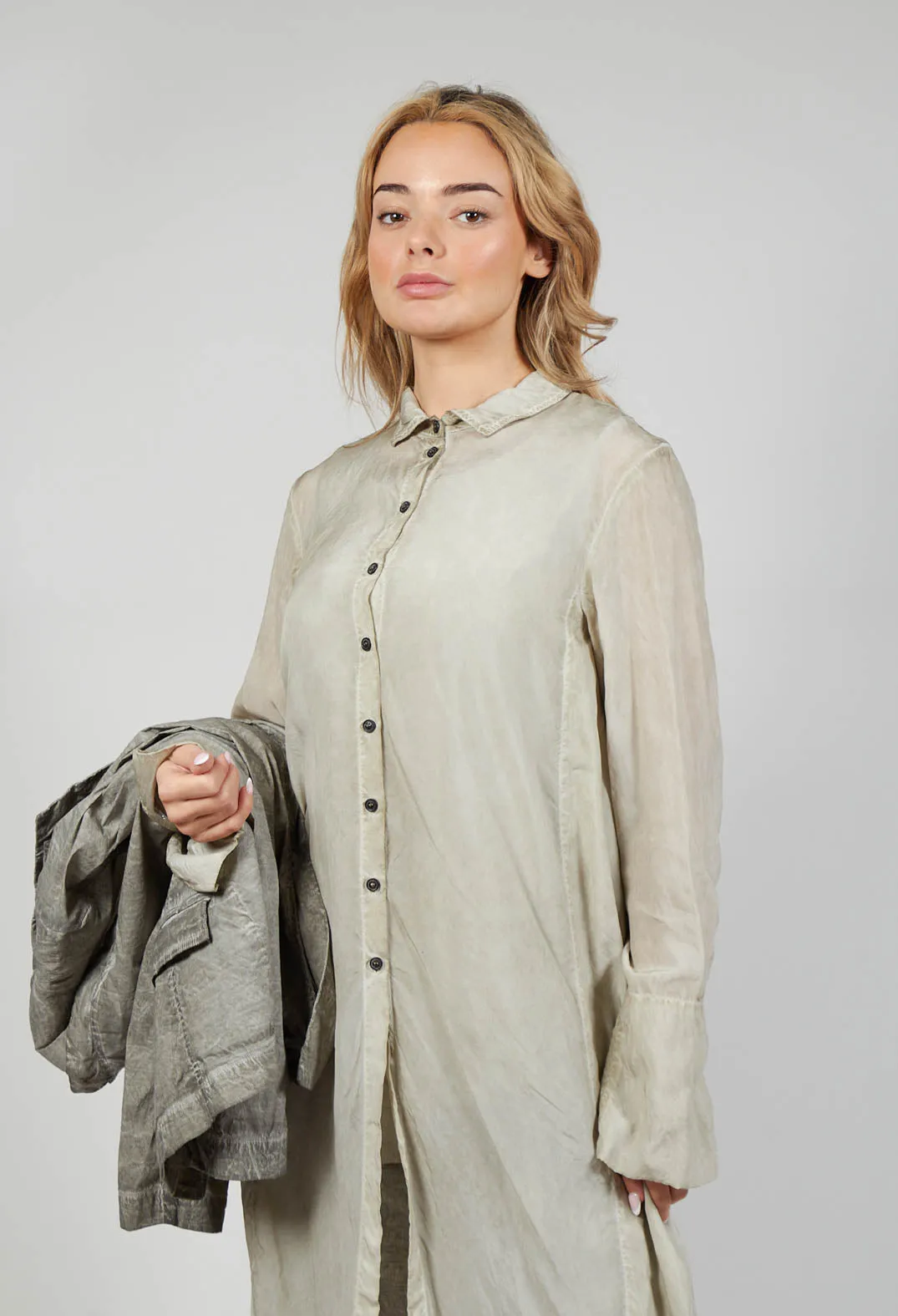 Shirt Dress in Straw Cloud