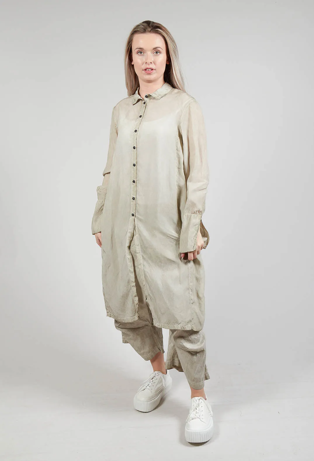 Shirt Dress in Straw Cloud