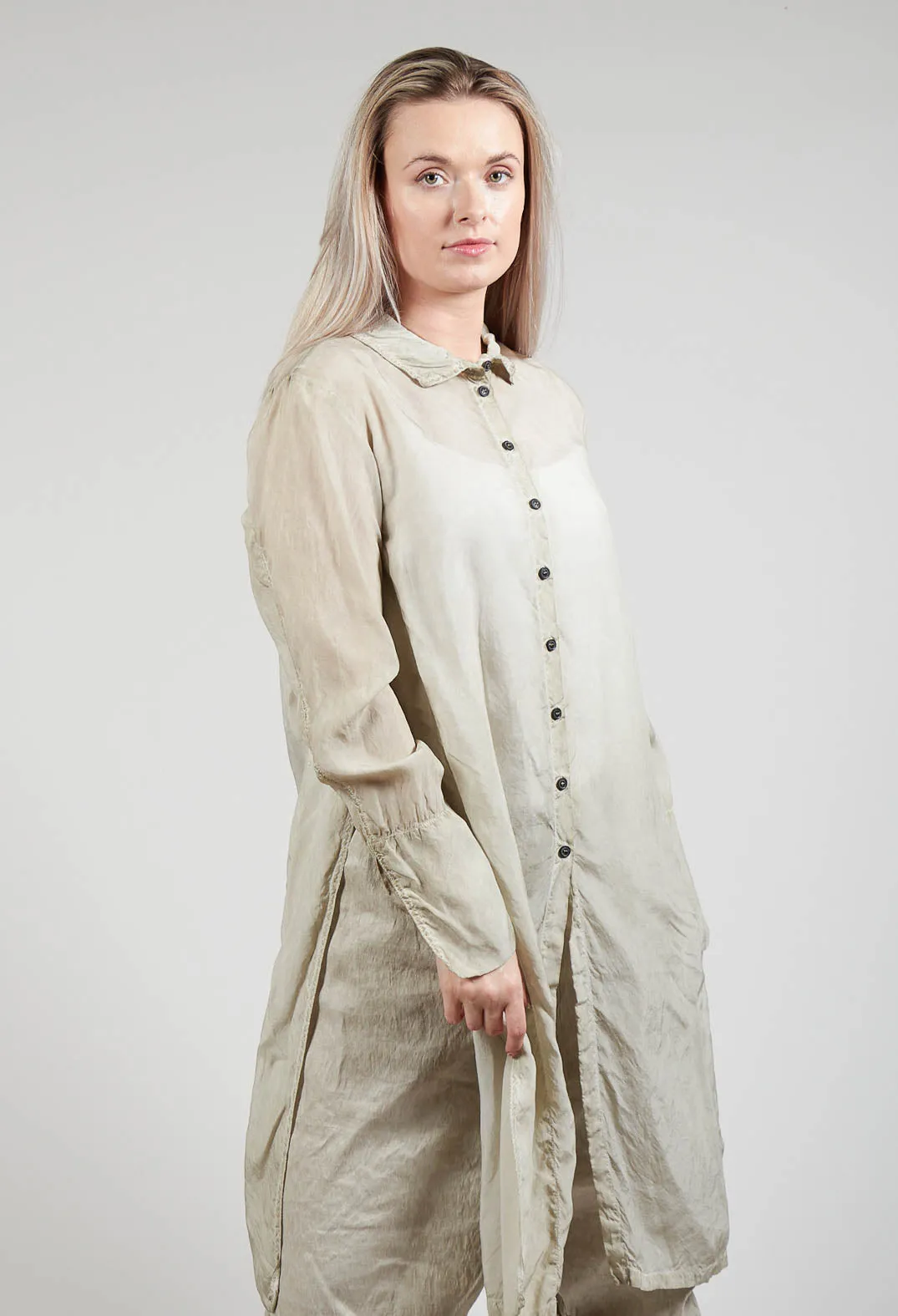 Shirt Dress in Straw Cloud