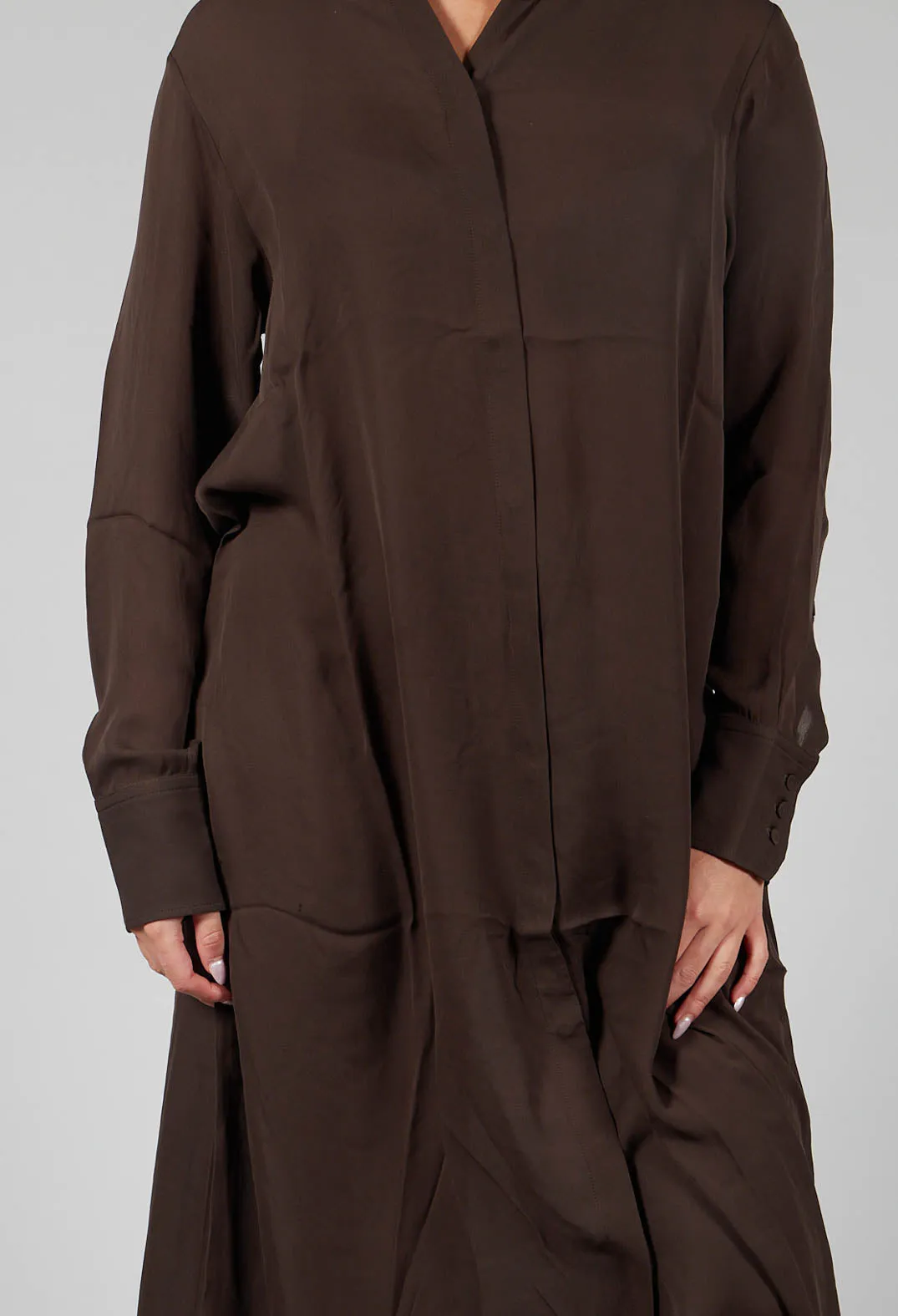 Silk Shirt Dress in Darkwood