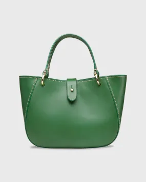 Small Annalisa Satchel Bag in Green Leather