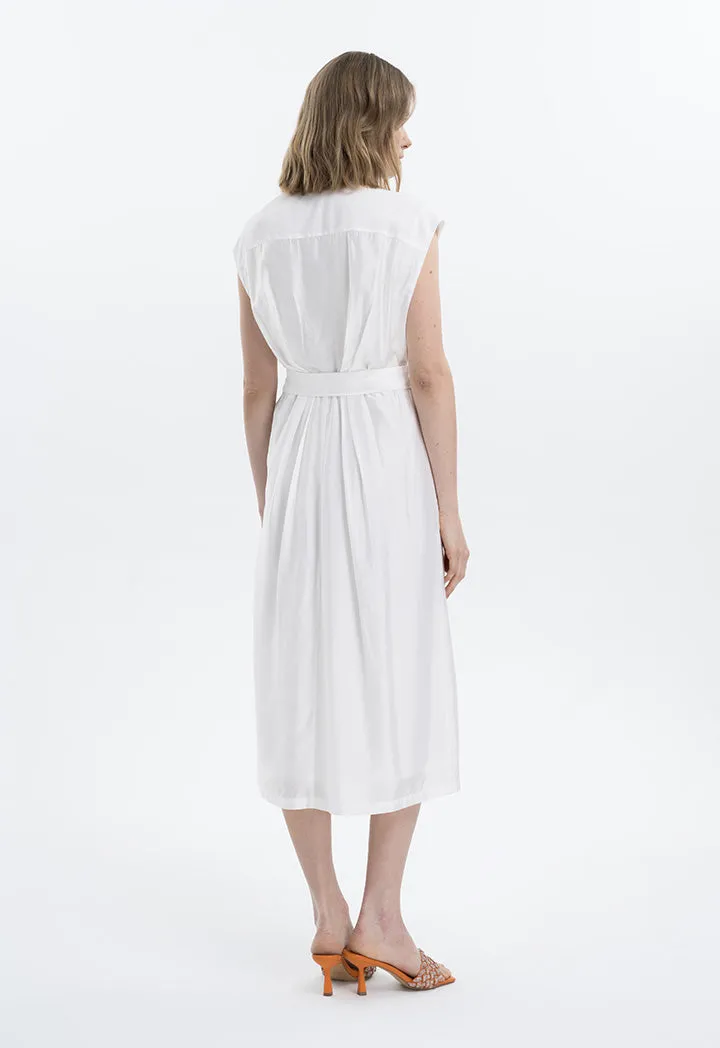 Solid Midi Gathered Waist Dress