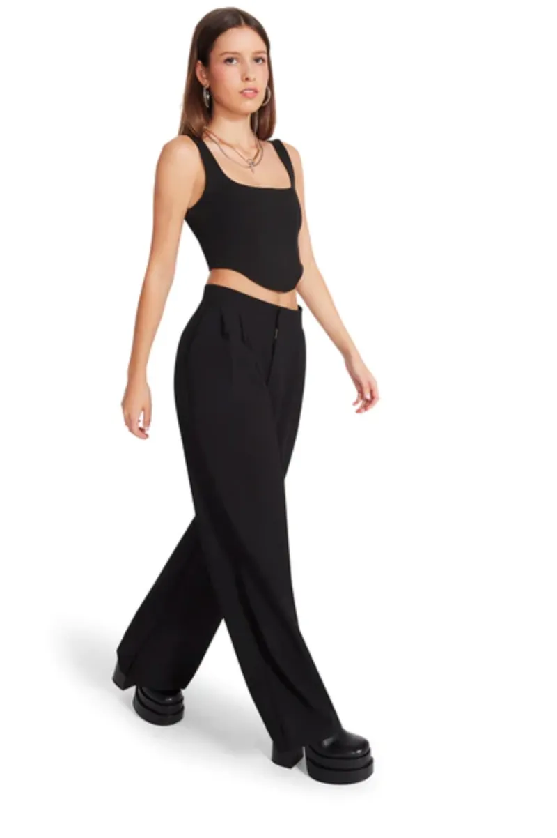 Steve Madden Black Wide Leg Isabella Trouser Dress Pants