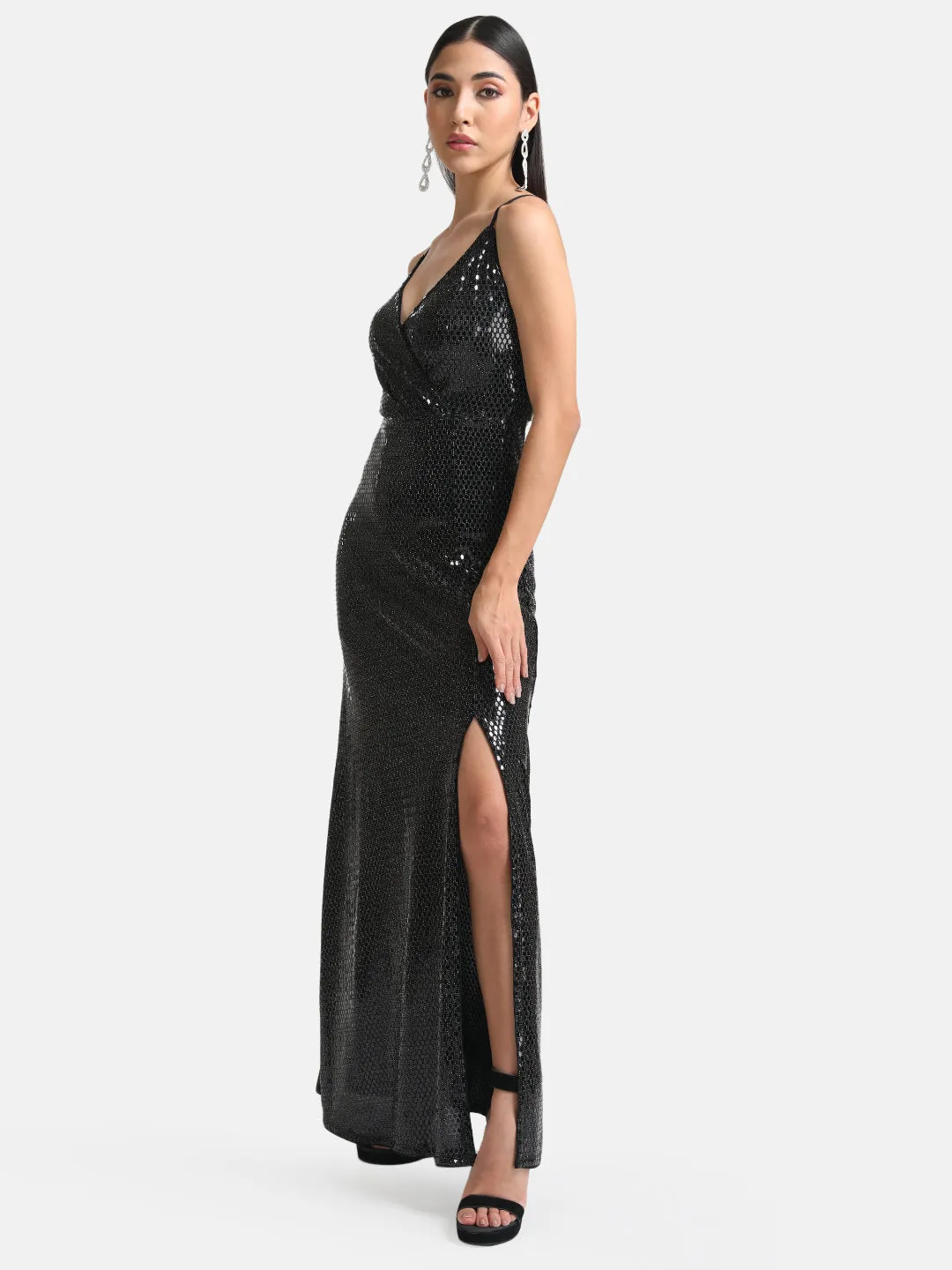 Stickon Sequin Wrap Maxi Dress