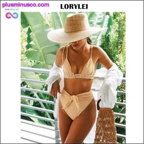 Summer Sexy Bikini Set Vintage Striped Push Up High Waist