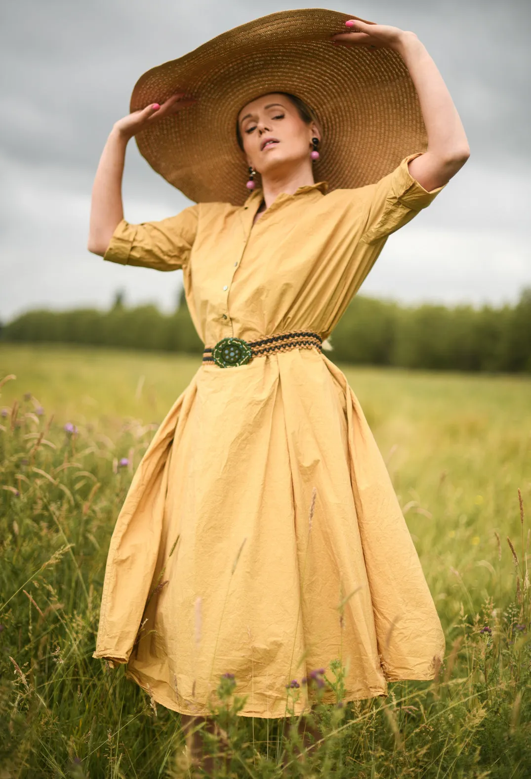 Tailored Collar Dress TC in Sun Yellow