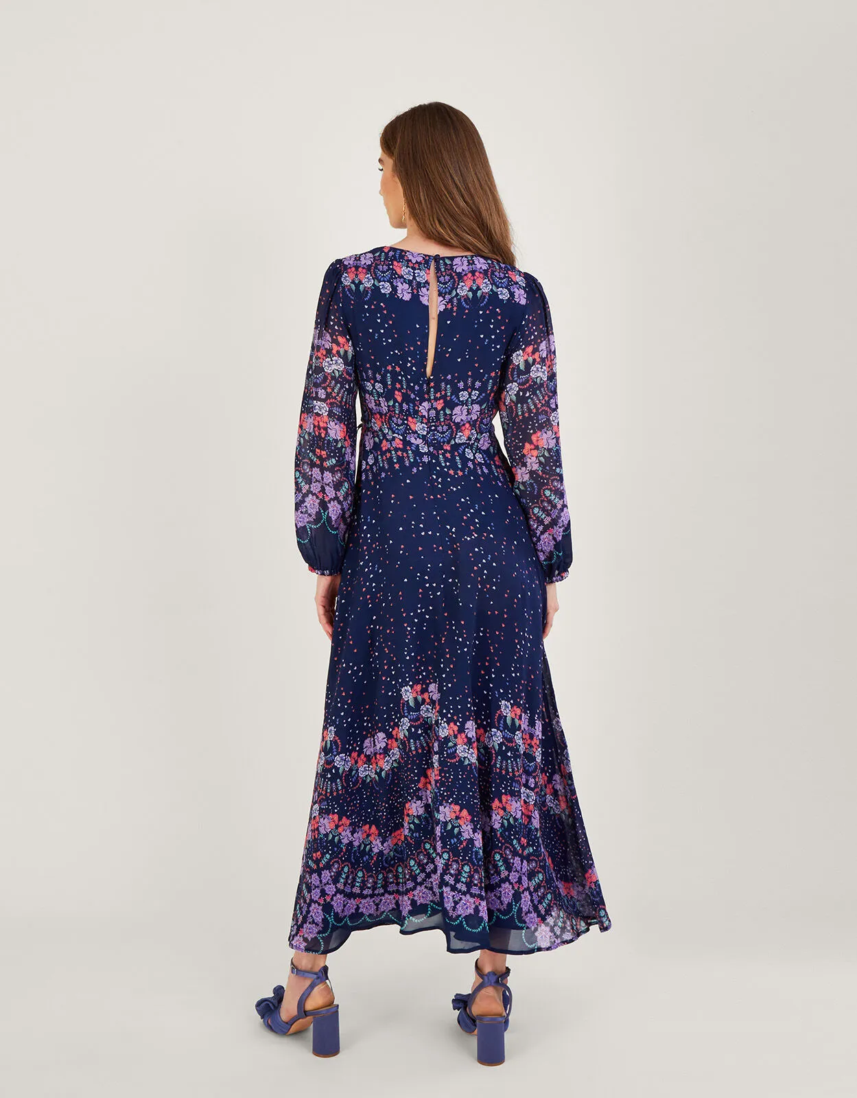 Talitha Print Wrap Dress with Sustainable Viscose Blue