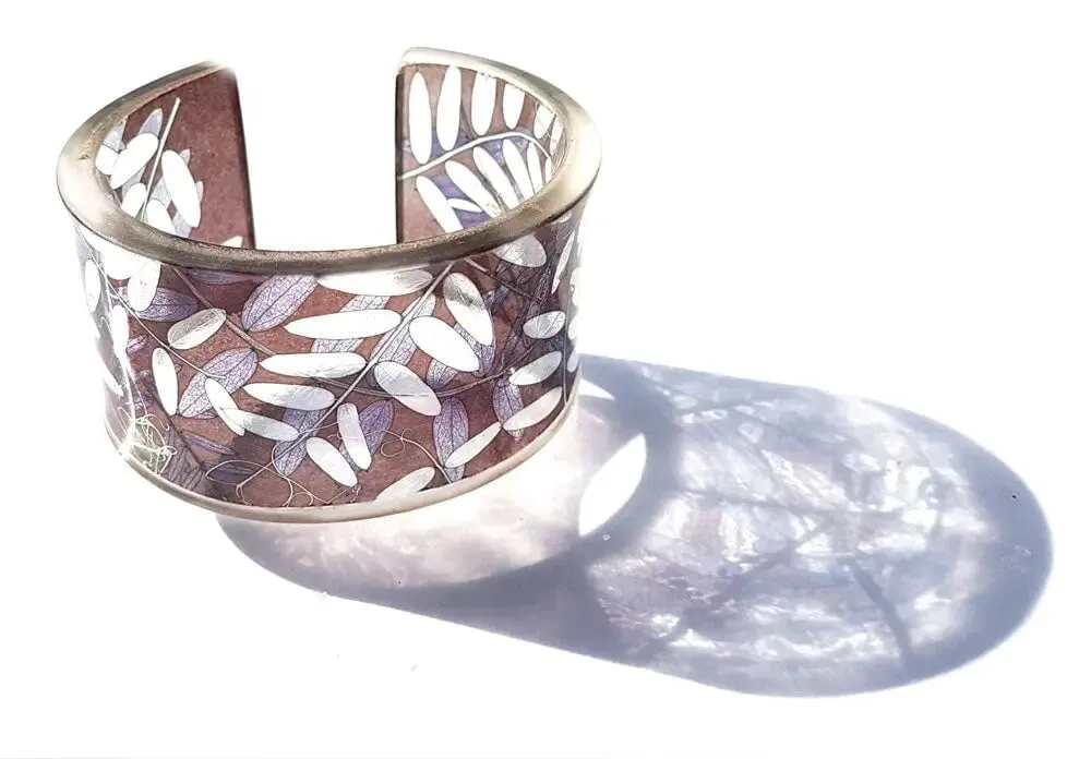 Taupe Vetch leaf Wide Cuff Bracelet