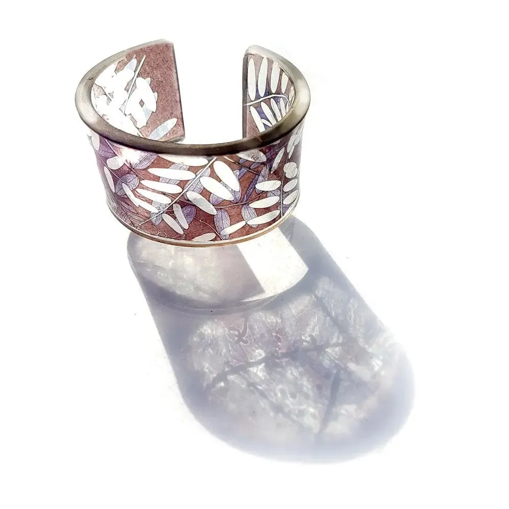 Taupe Vetch leaf Wide Cuff Bracelet