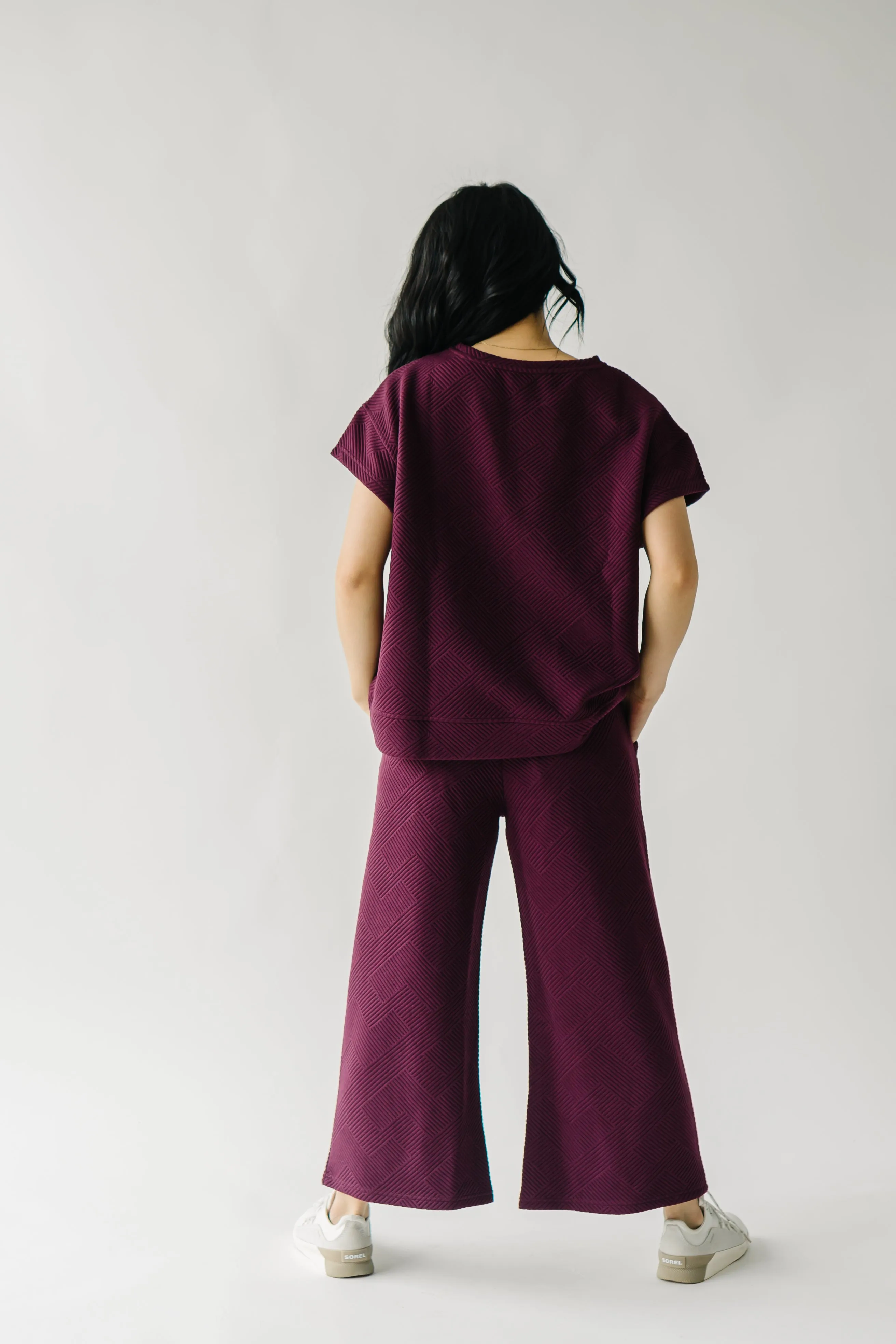 The Ronnie Textured Wide Leg Pant in Plum