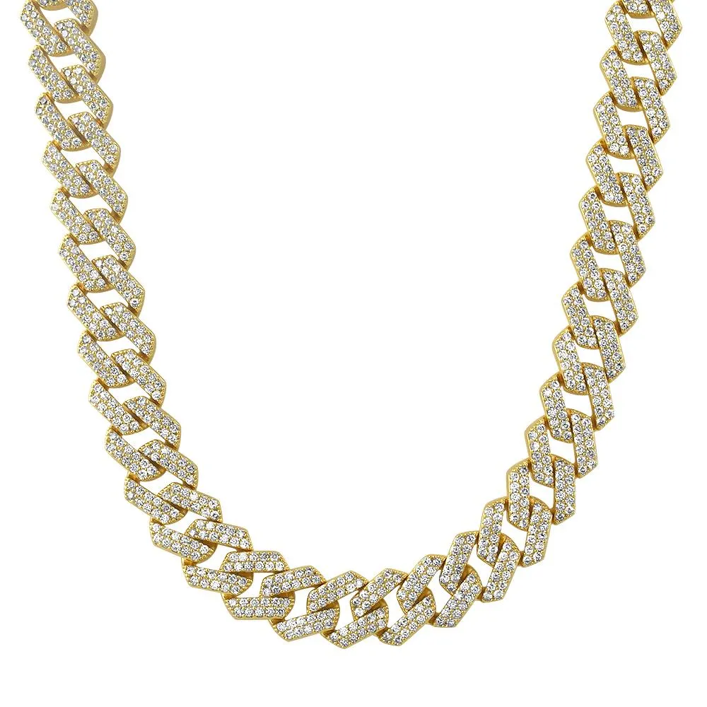 Turkish Gold Cuban 14MM Wide CZ Bling Bling Chain