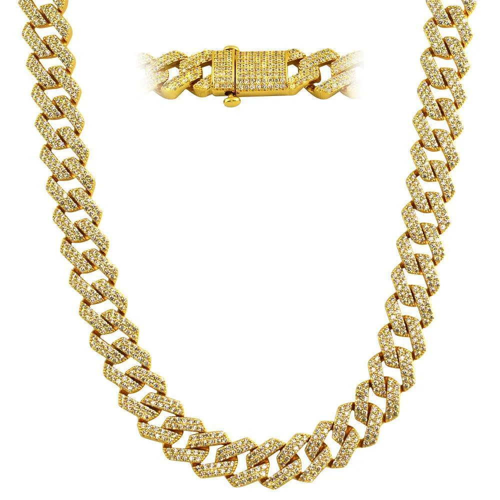 Turkish Gold Cuban 14MM Wide CZ Bling Bling Chain