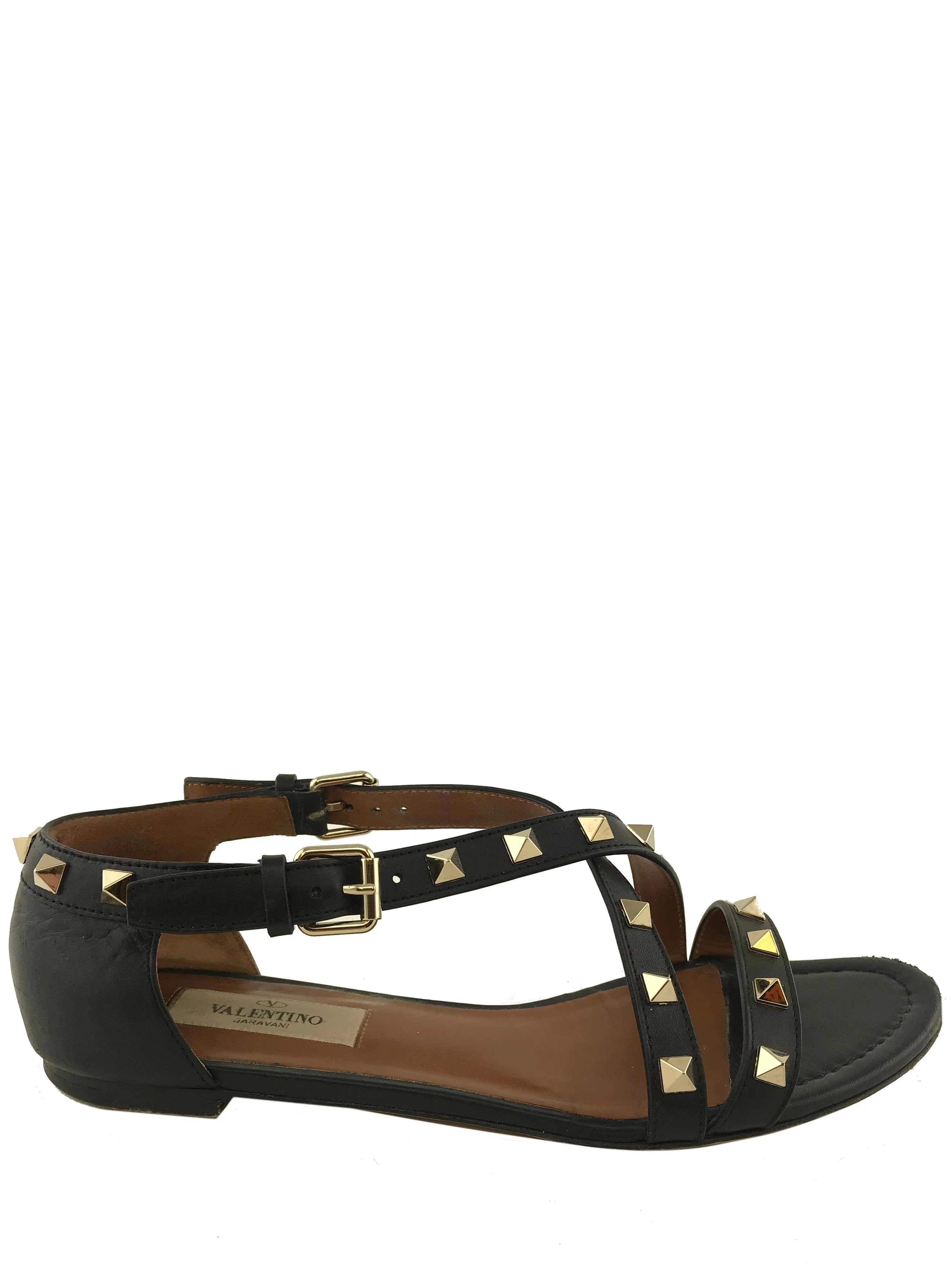 Valentino Rockstud Crisscross Flat Sandals Size 6.5