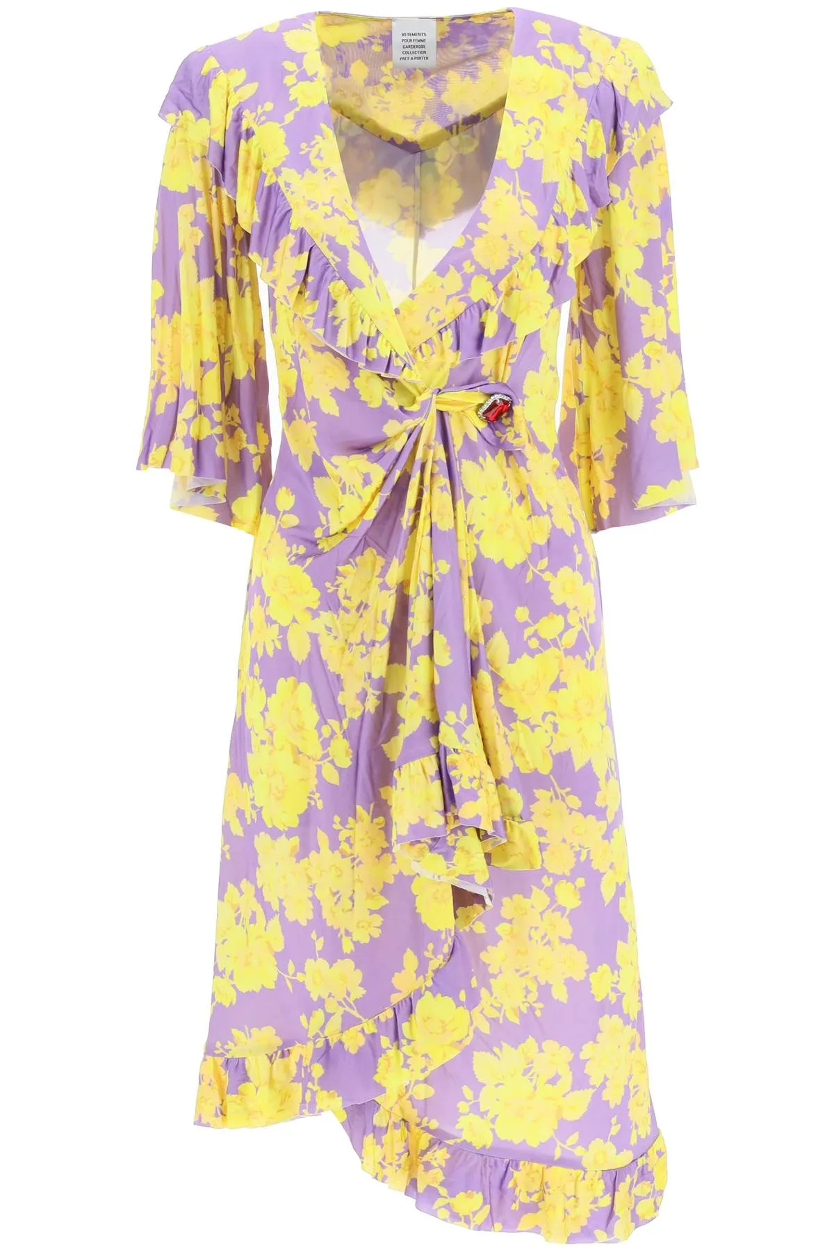 Vetements Floral Printed Midi Wrap Dress