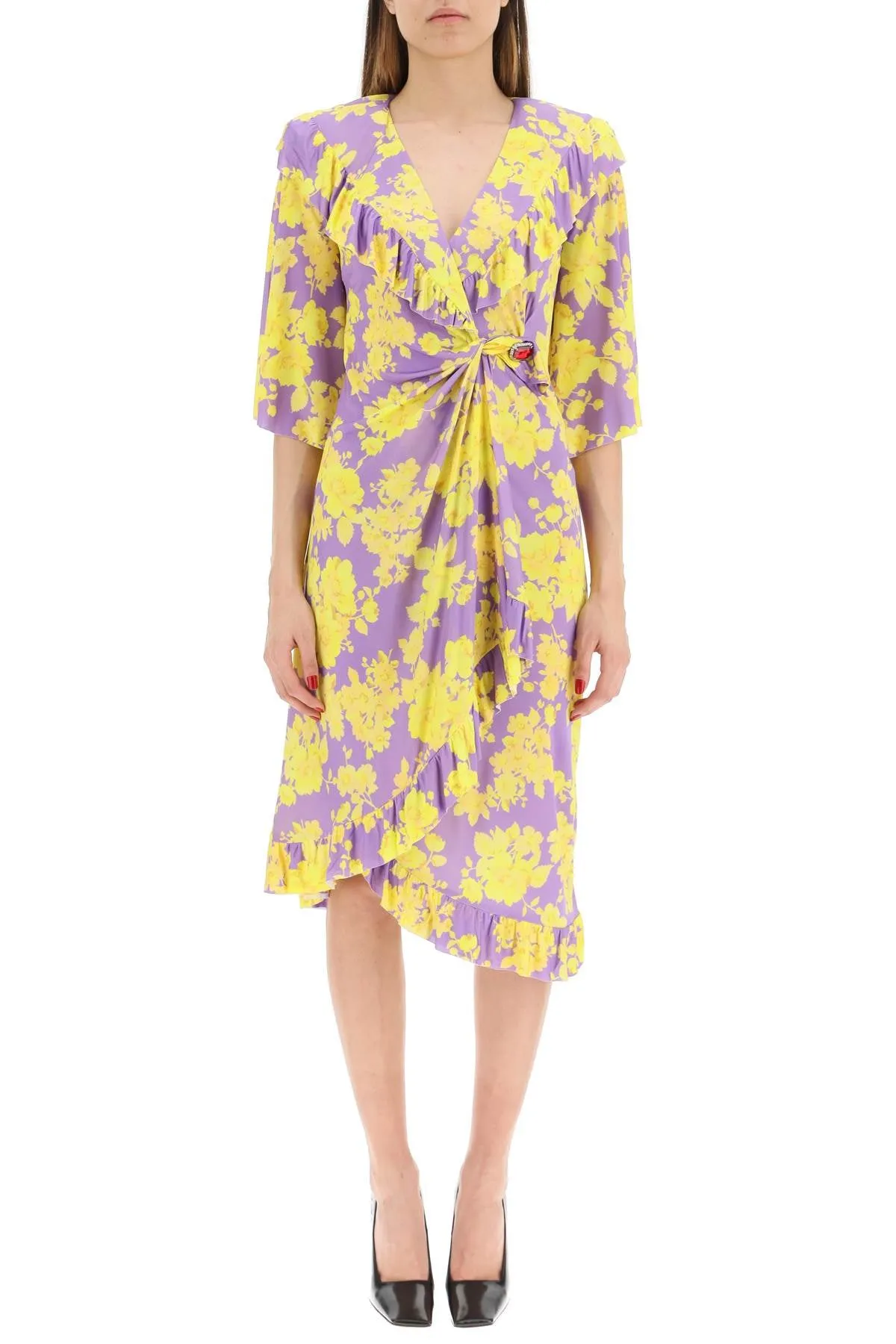 Vetements Floral Printed Midi Wrap Dress