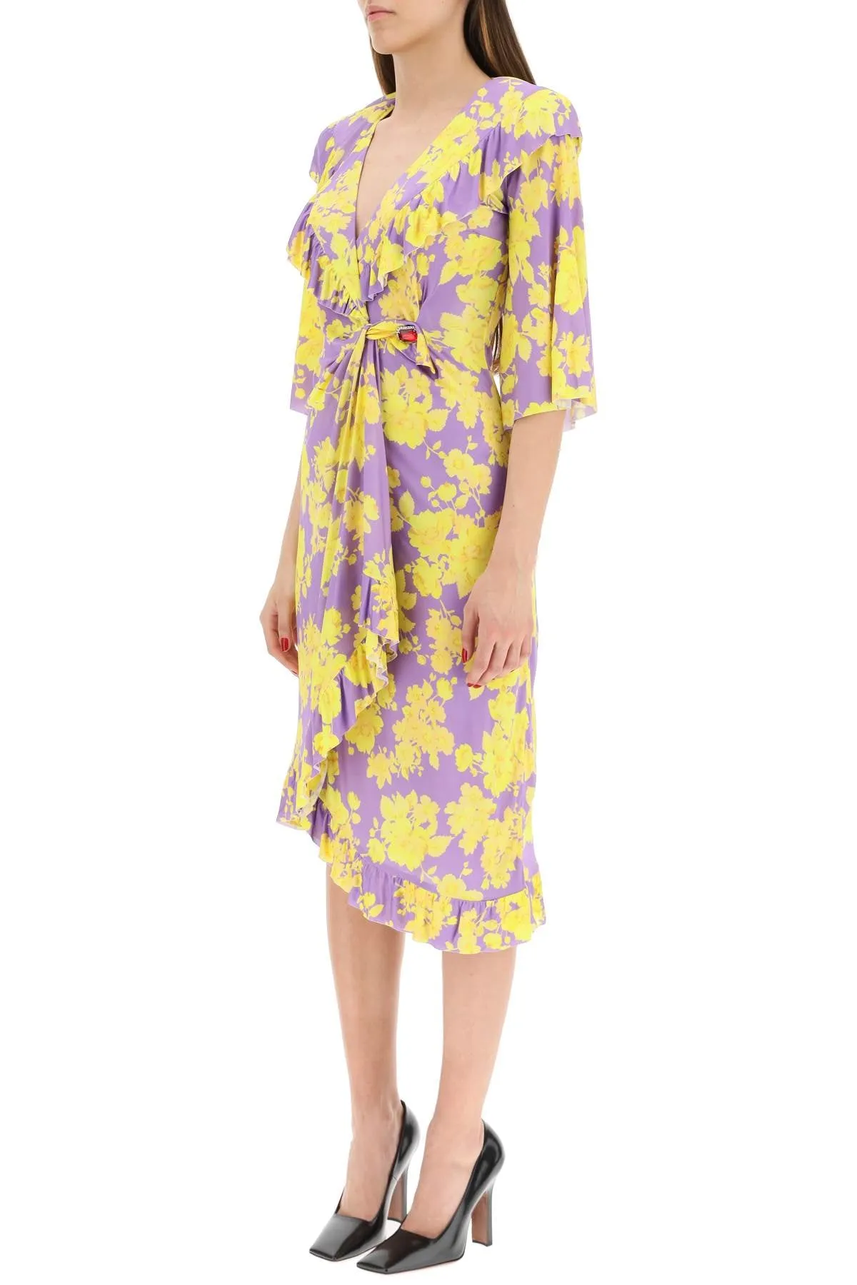 Vetements Floral Printed Midi Wrap Dress