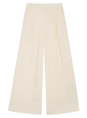 Viscose Satin Wide Leg Pant in Blanc