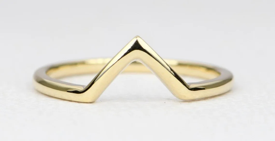 Wedding Band Style - 1.5mm Wide Plain Gold V-Shape Chevron Wedding Band 14K Gold AD1959C