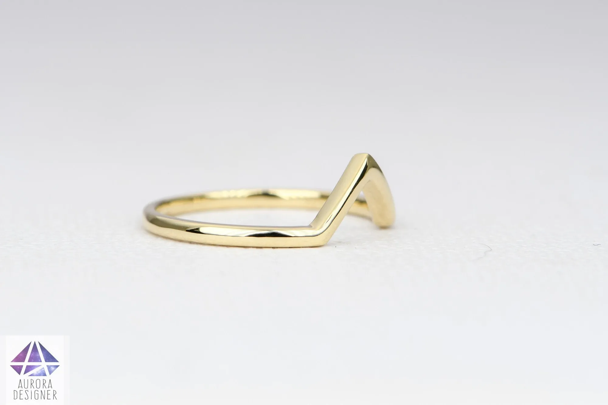 Wedding Band Style - 1.5mm Wide Plain Gold V-Shape Chevron Wedding Band 14K Gold AD1959C