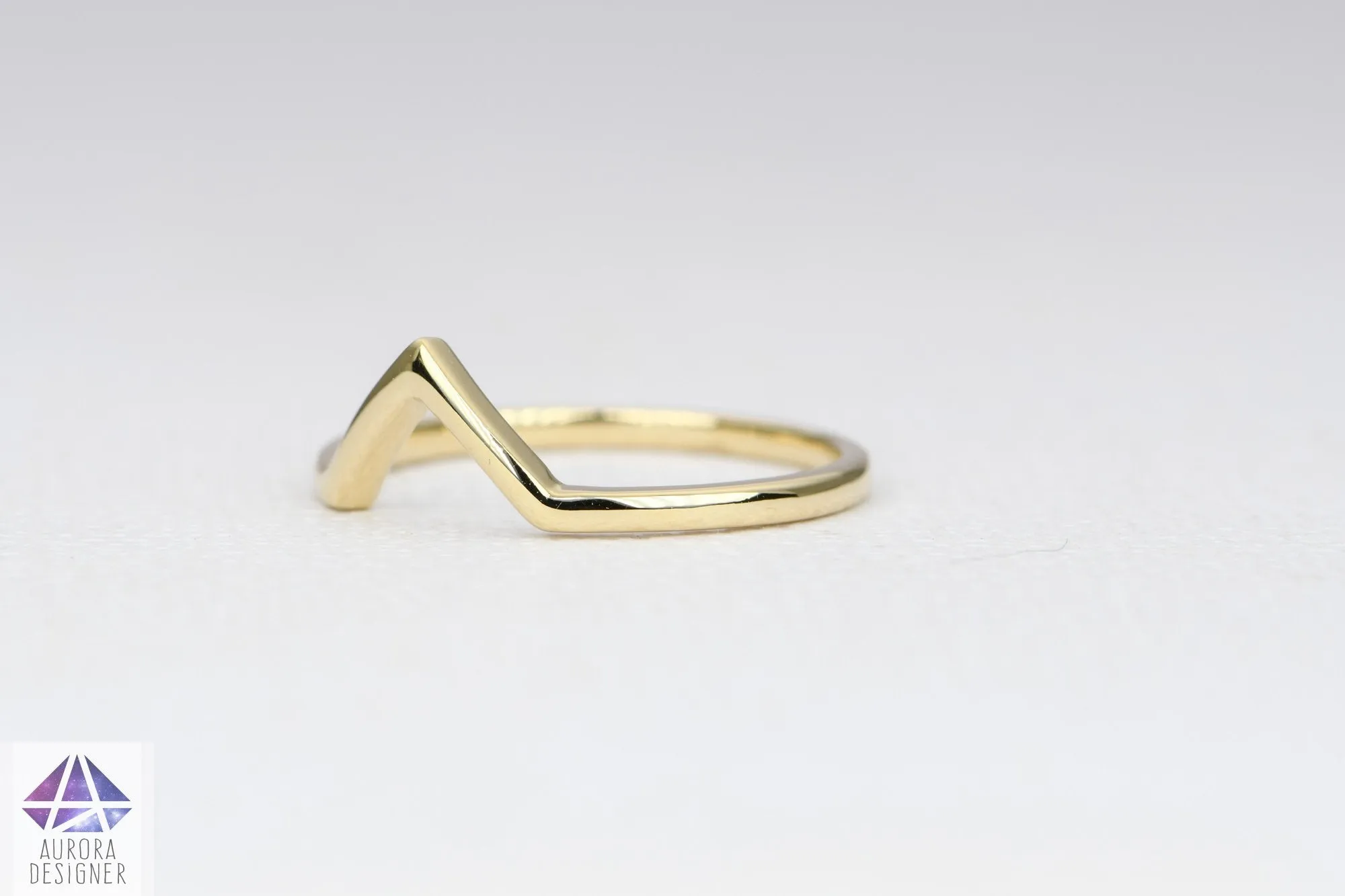 Wedding Band Style - 1.5mm Wide Plain Gold V-Shape Chevron Wedding Band 14K Gold AD1959C