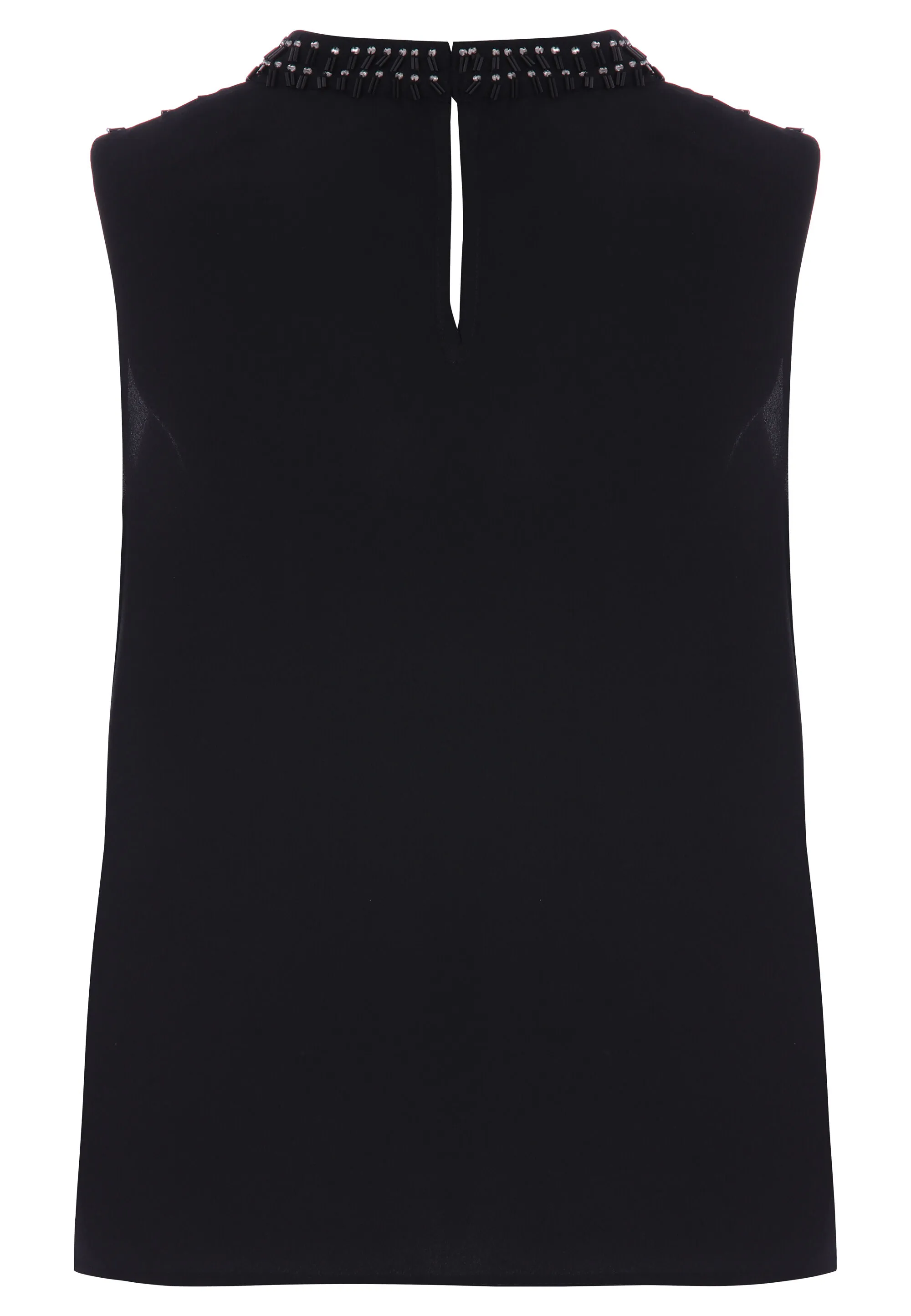 Womens Black Beaded Shell Top