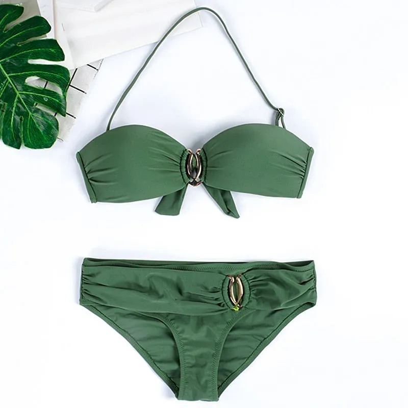 Women's Brazilian Style Bandeau Push Up Bikini Set Two Piece Swimear