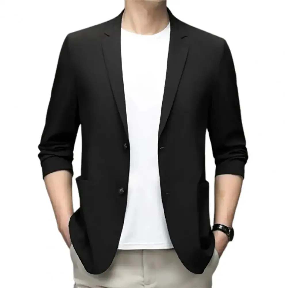 Xituodai Chic Men Business Coat Soft Men Suit Jacket Smooth Plus Size Business Trip Sunscreen Suit Jacket  Daily Wear