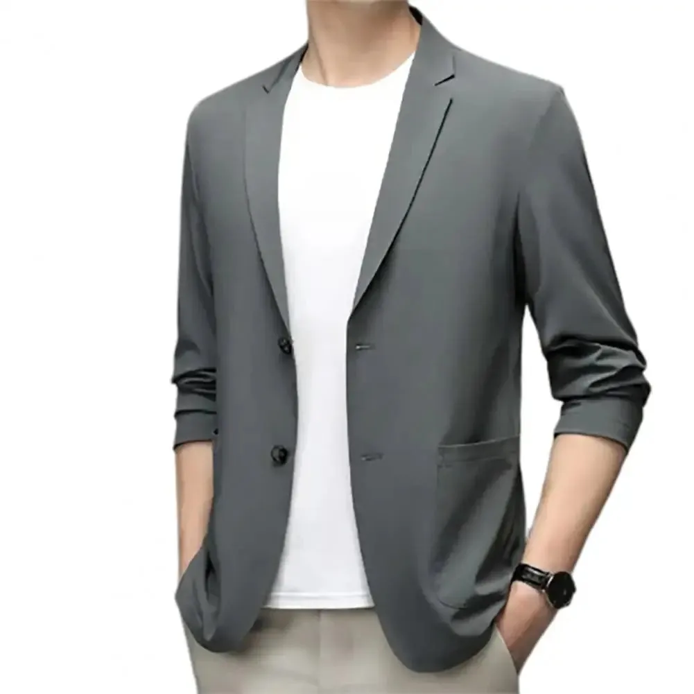 Xituodai Chic Men Business Coat Soft Men Suit Jacket Smooth Plus Size Business Trip Sunscreen Suit Jacket  Daily Wear