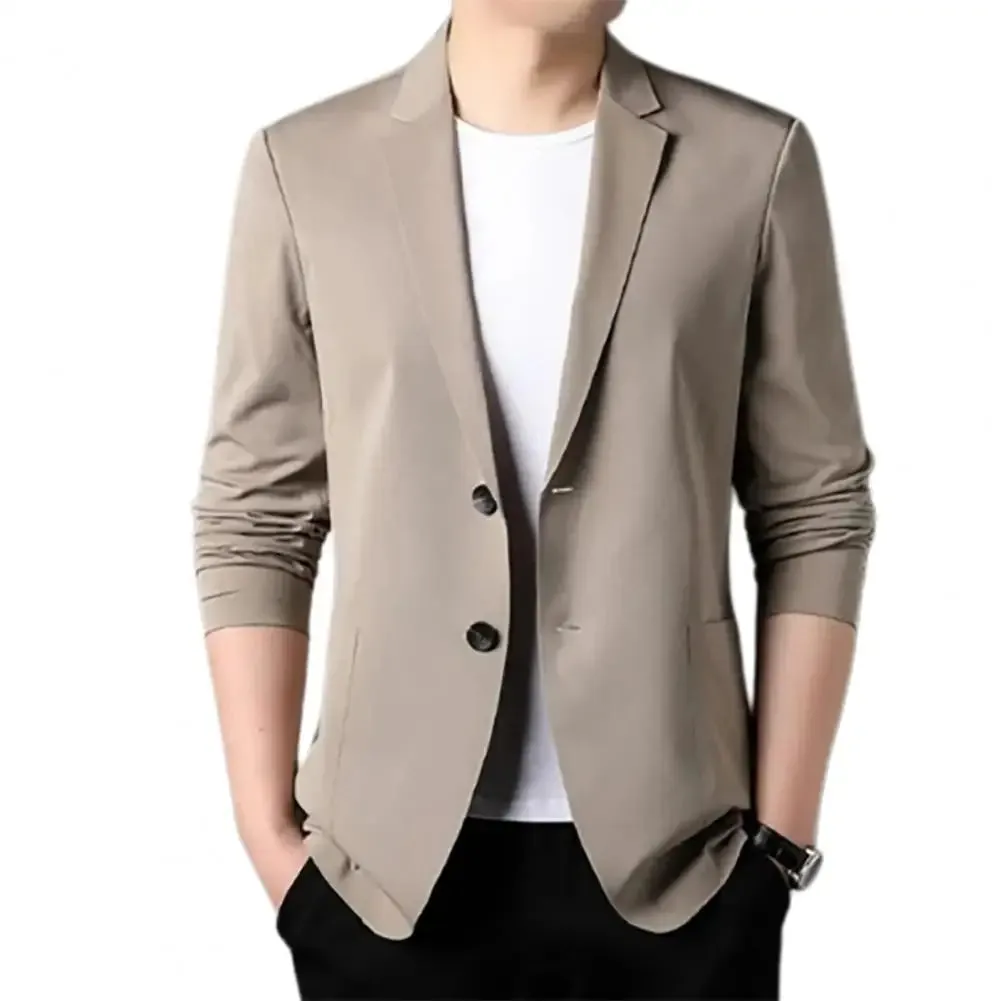 Xituodai Chic Men Business Coat Soft Men Suit Jacket Smooth Plus Size Business Trip Sunscreen Suit Jacket  Daily Wear