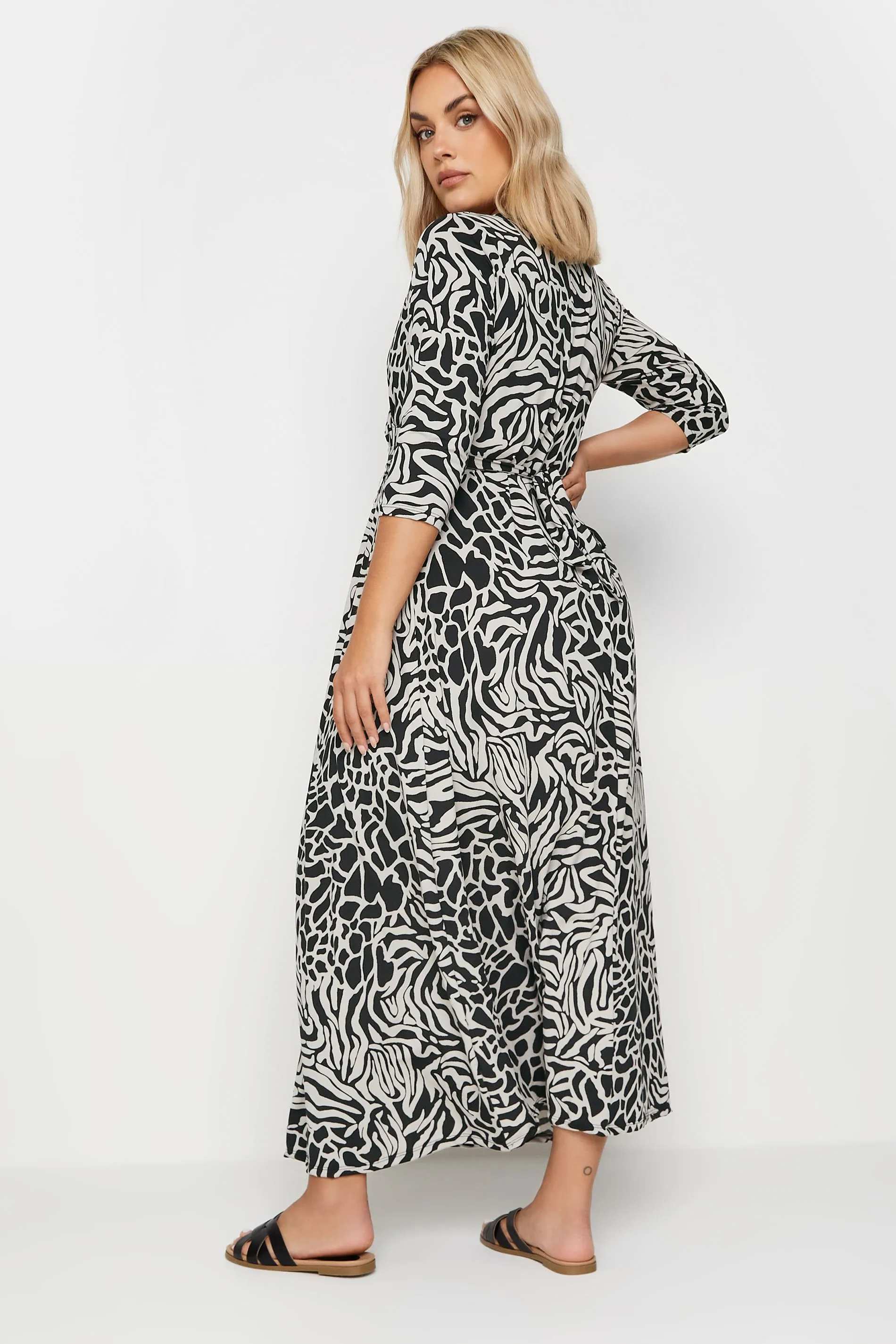 YOURS Curve Black Zebra Print Maxi Wrap Dress