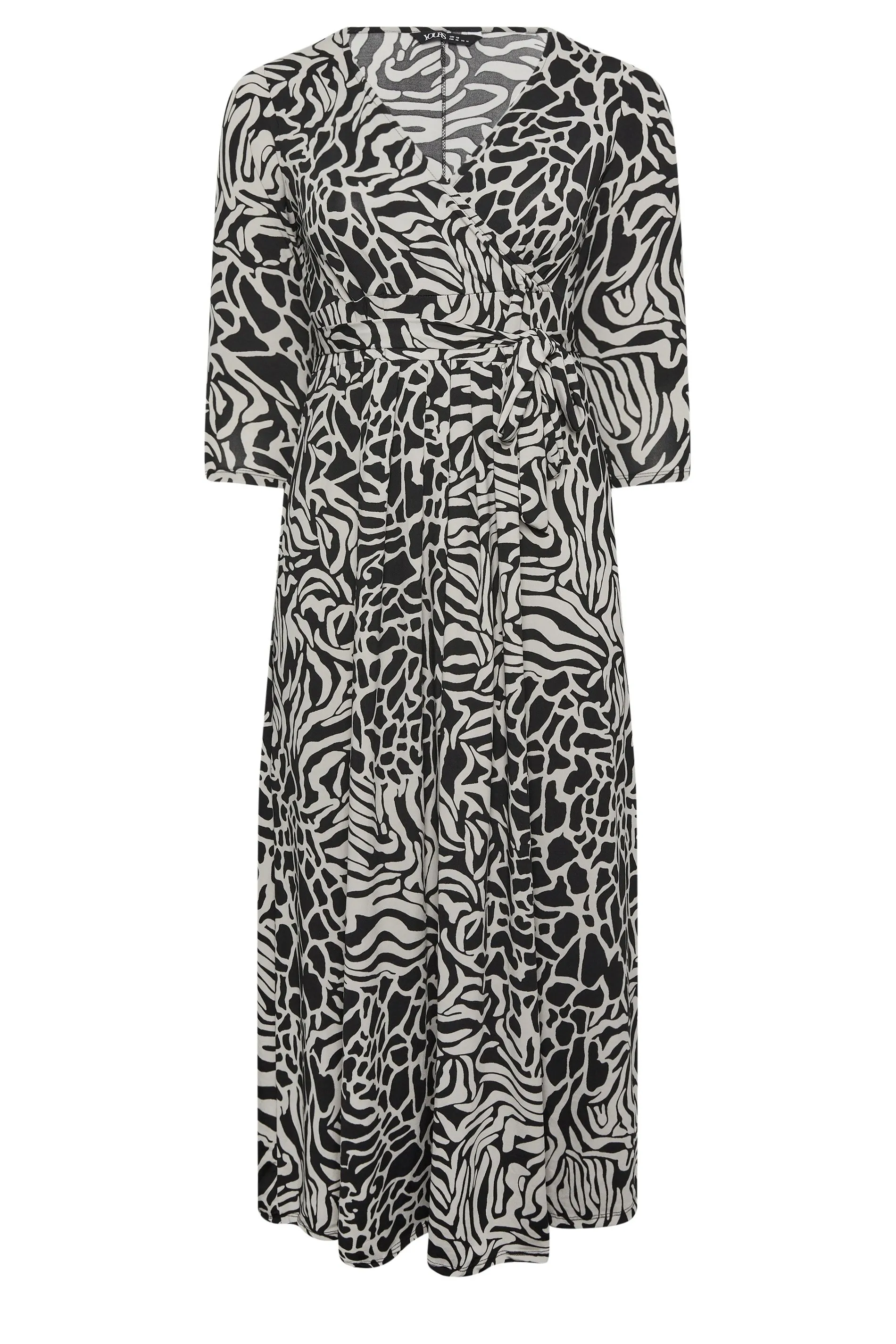 YOURS Curve Black Zebra Print Maxi Wrap Dress