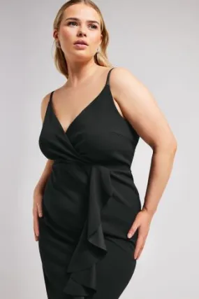 YOURS LONDON Curve Black Ruffle Wrap Dress